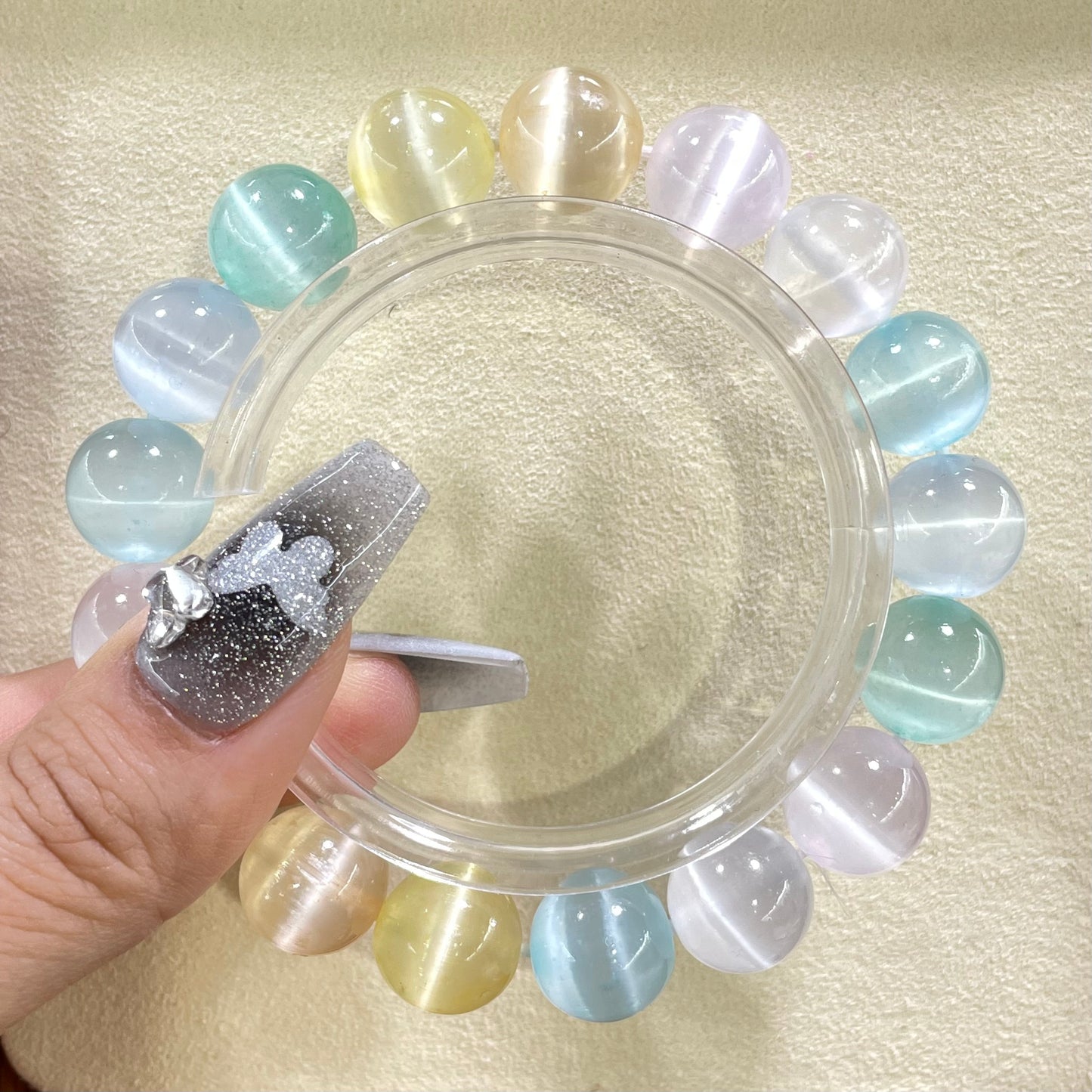 aura selenite bracelet 12mm