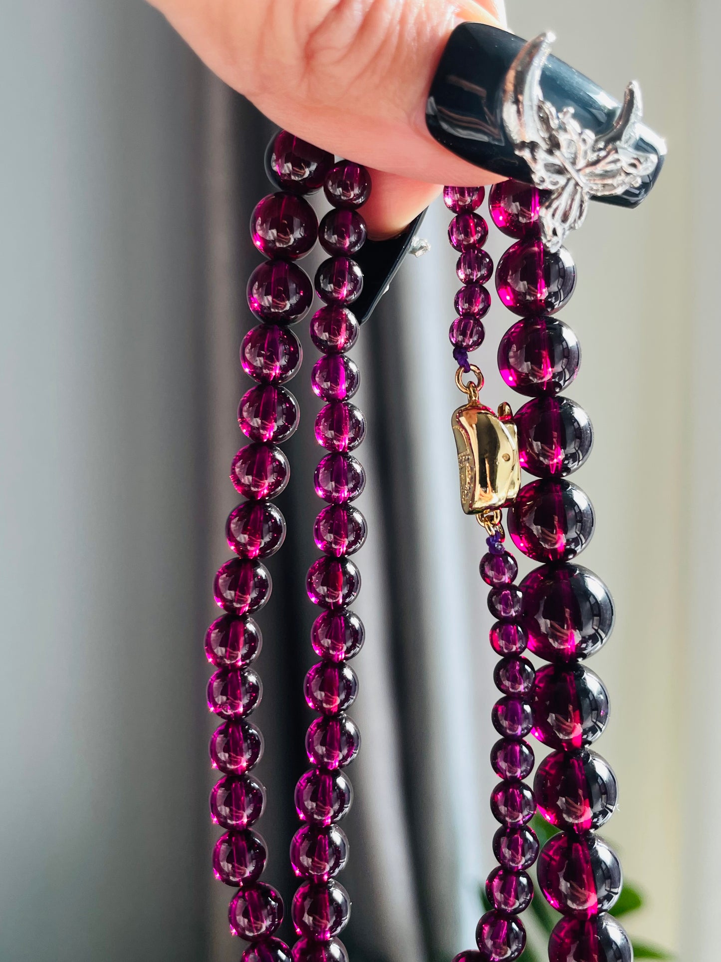 Collection purple garnet necklace 3.9-10.6mm with s925 clasp