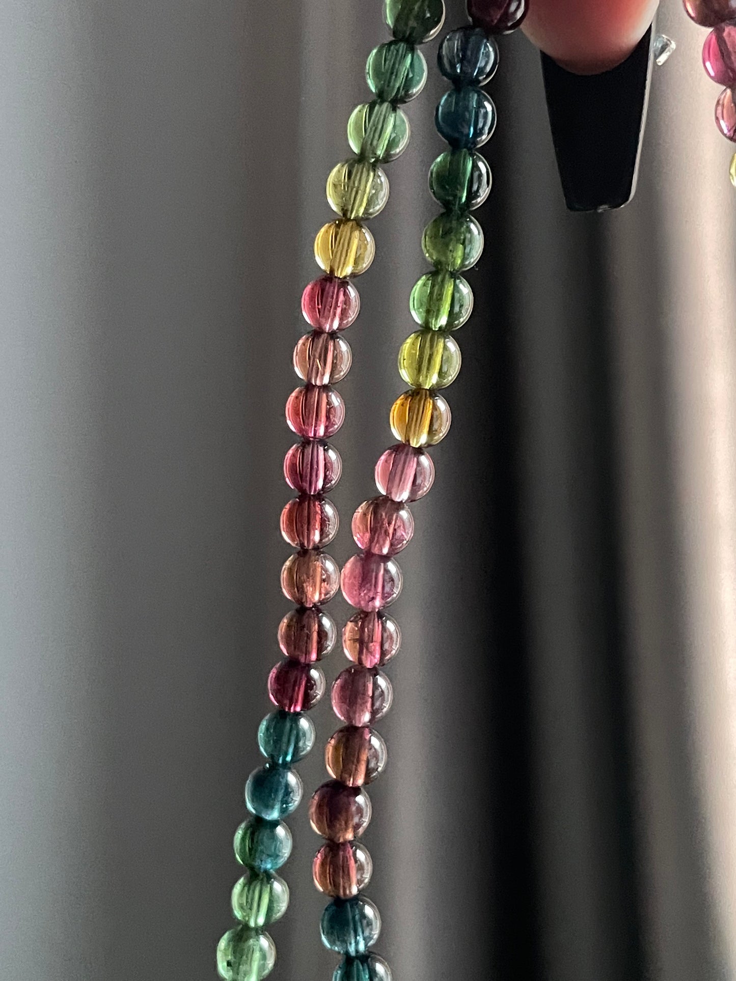 rich color tourmaline 3wraps bracelet 4.3mm