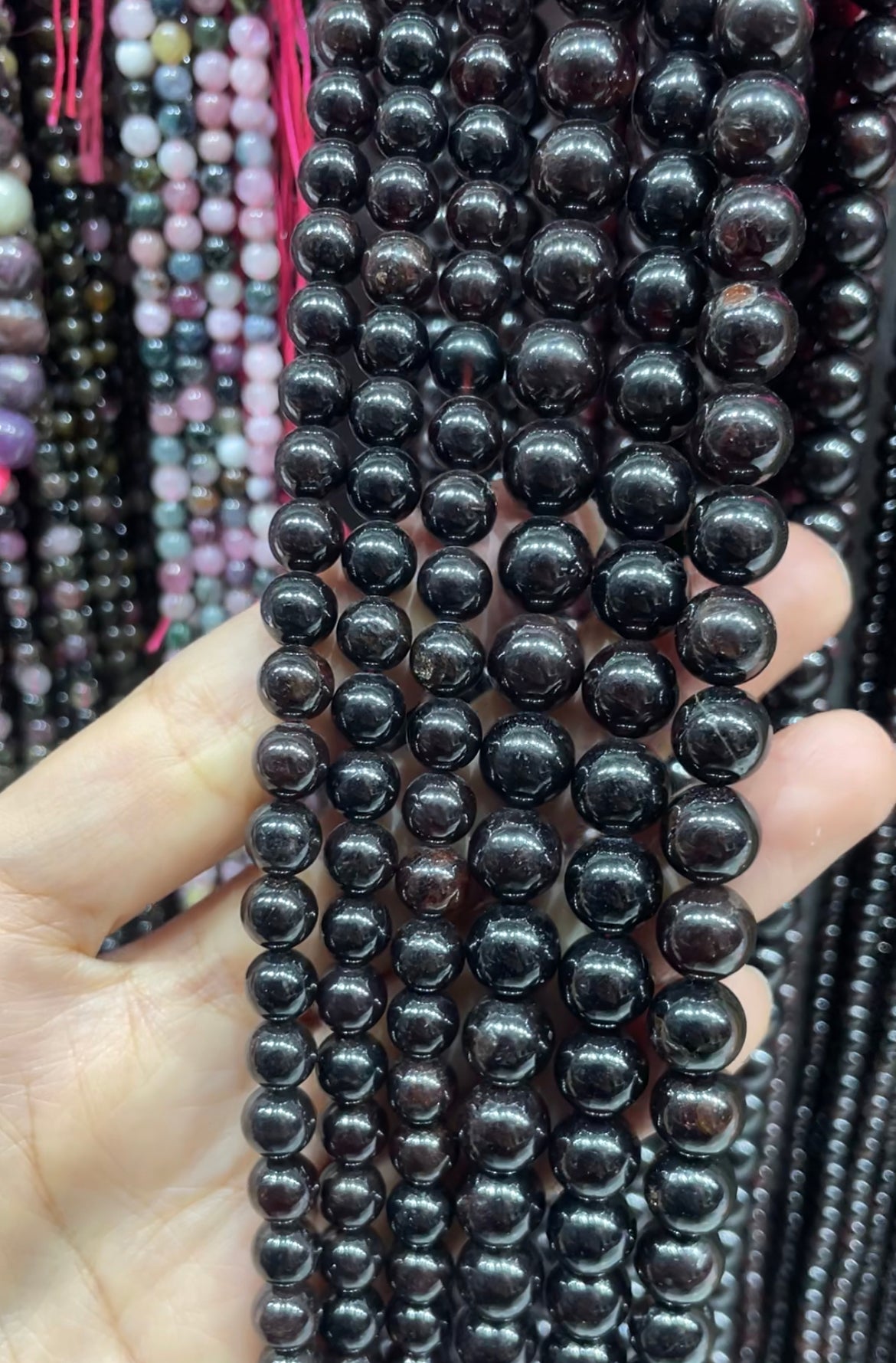natural garnet strand