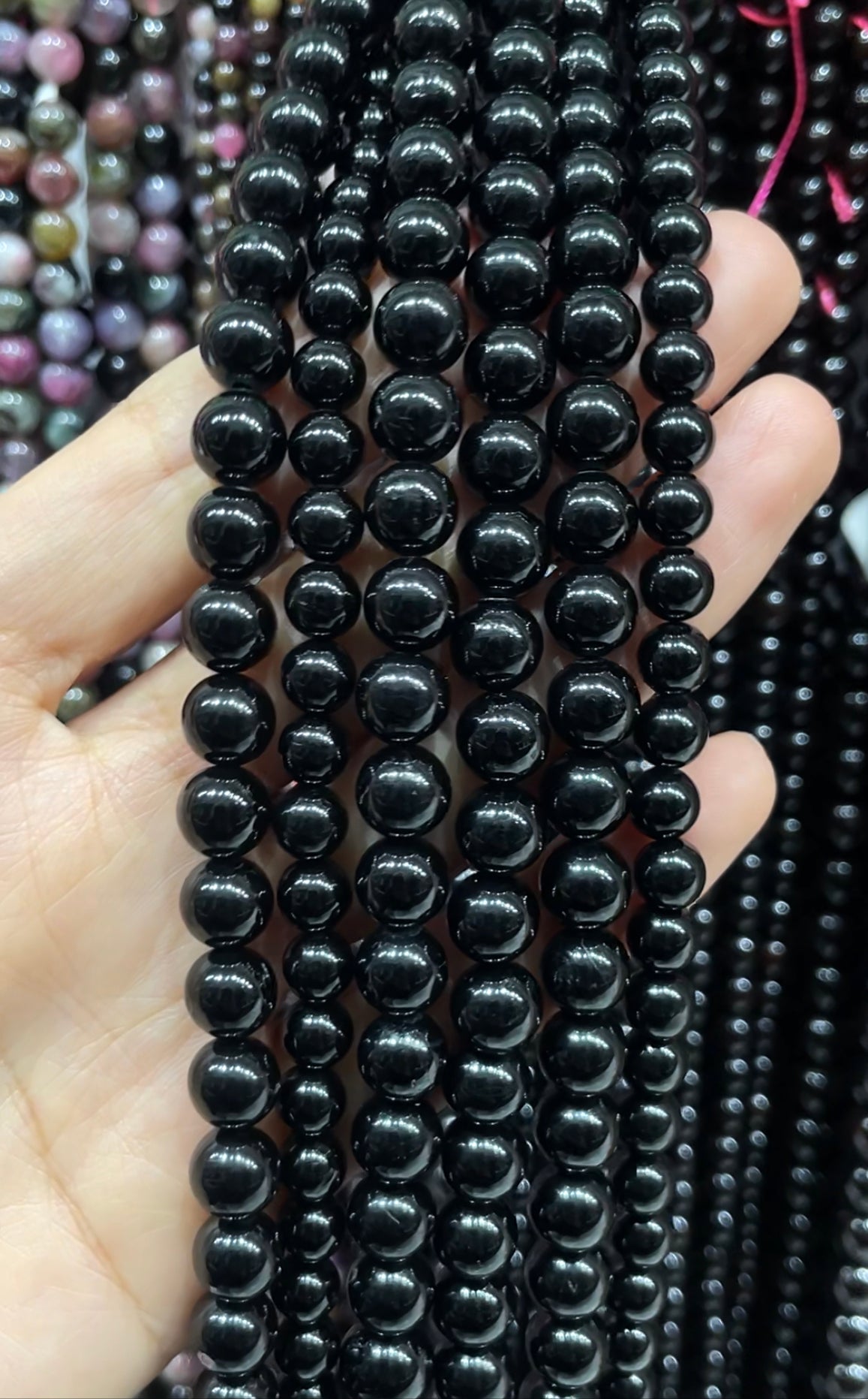 natural black tourmaline strand
