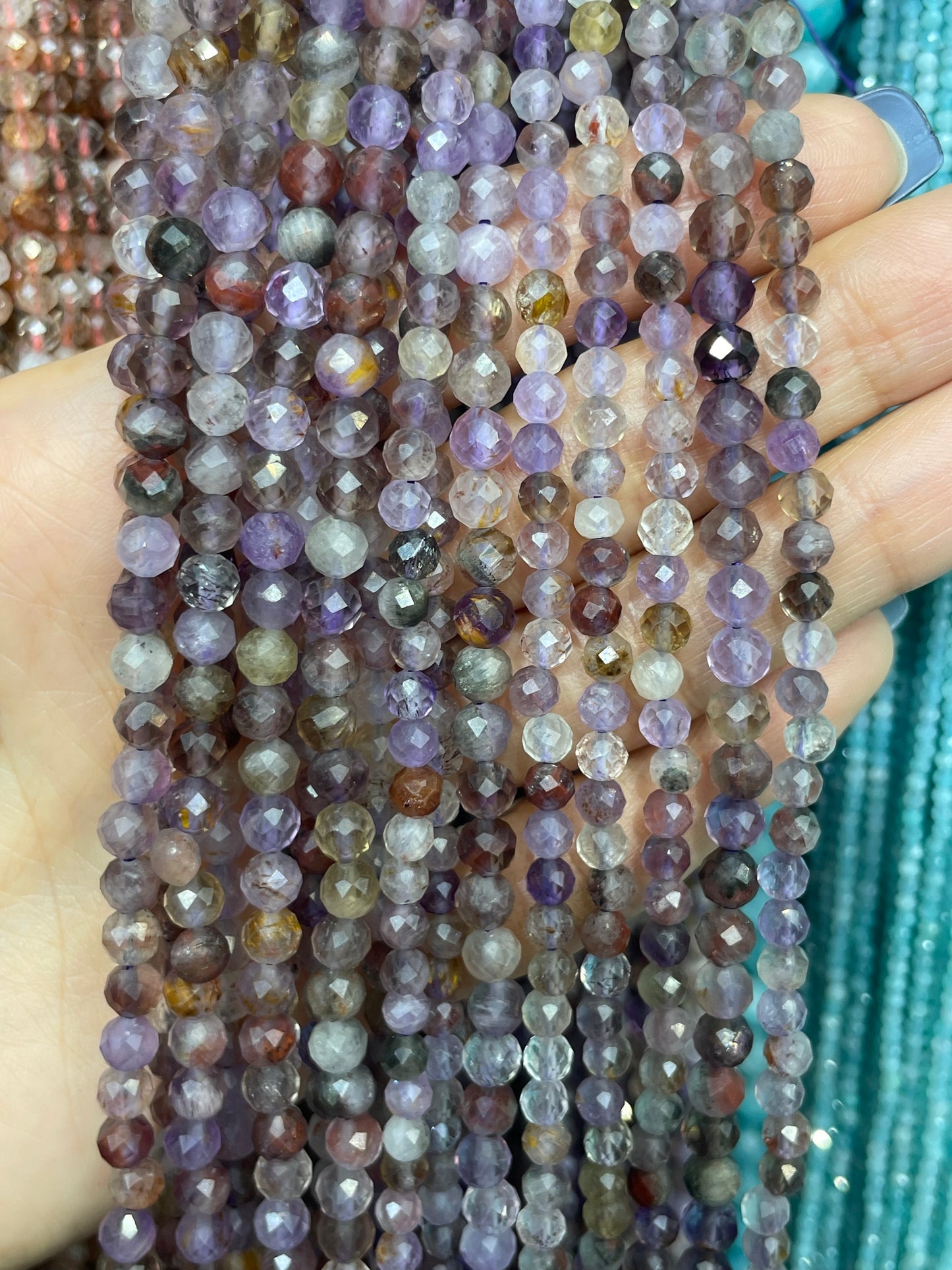 Natural faceted auralite 23 strand 3mm