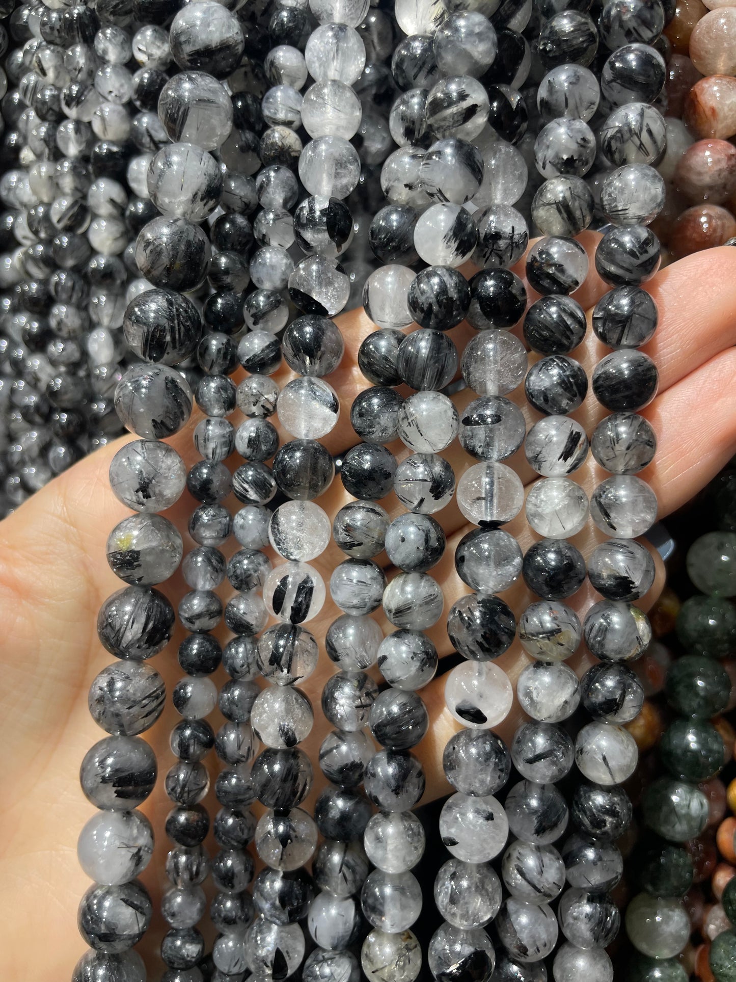 natural black rutile strand