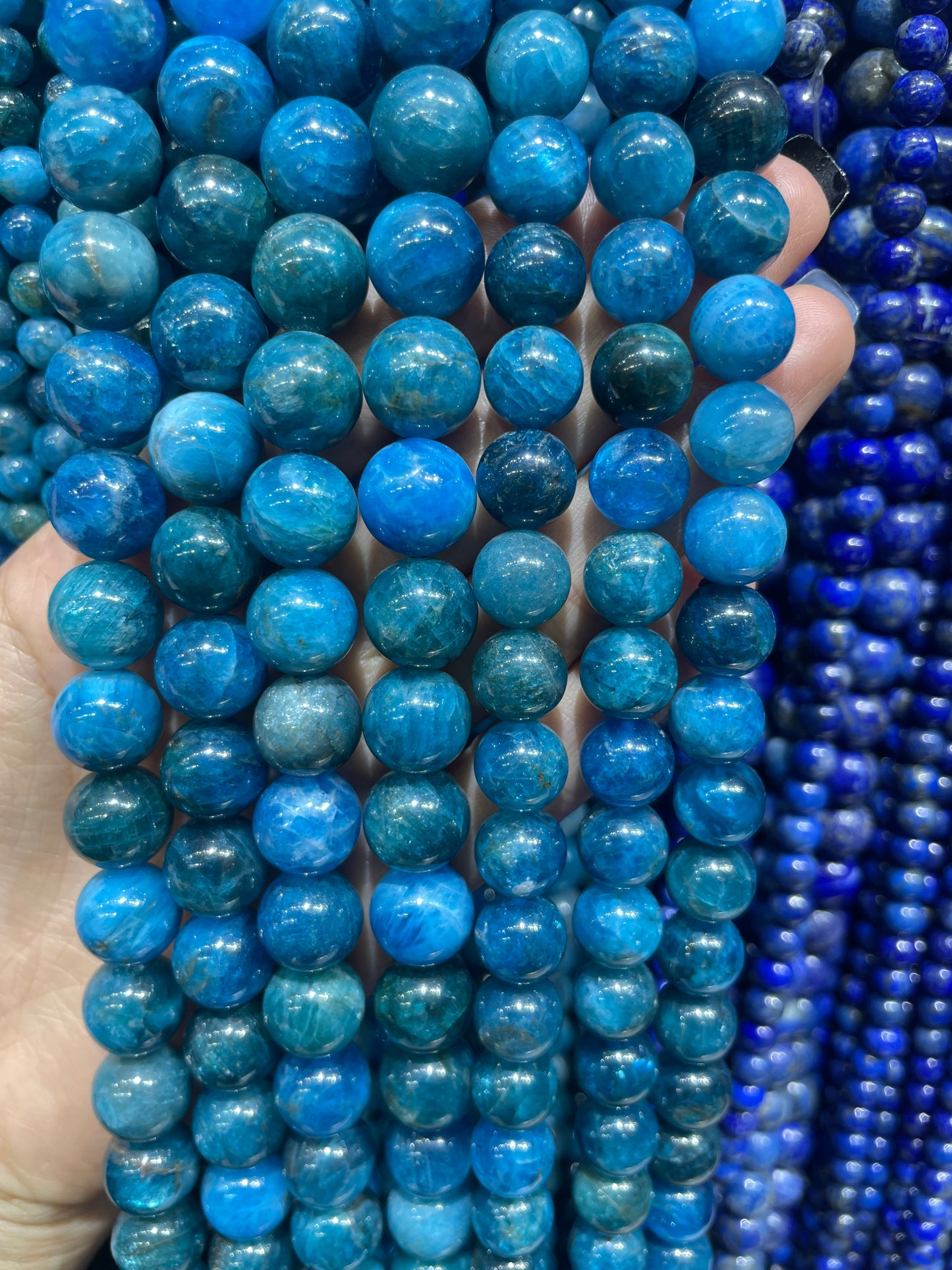natural blue apatite strand