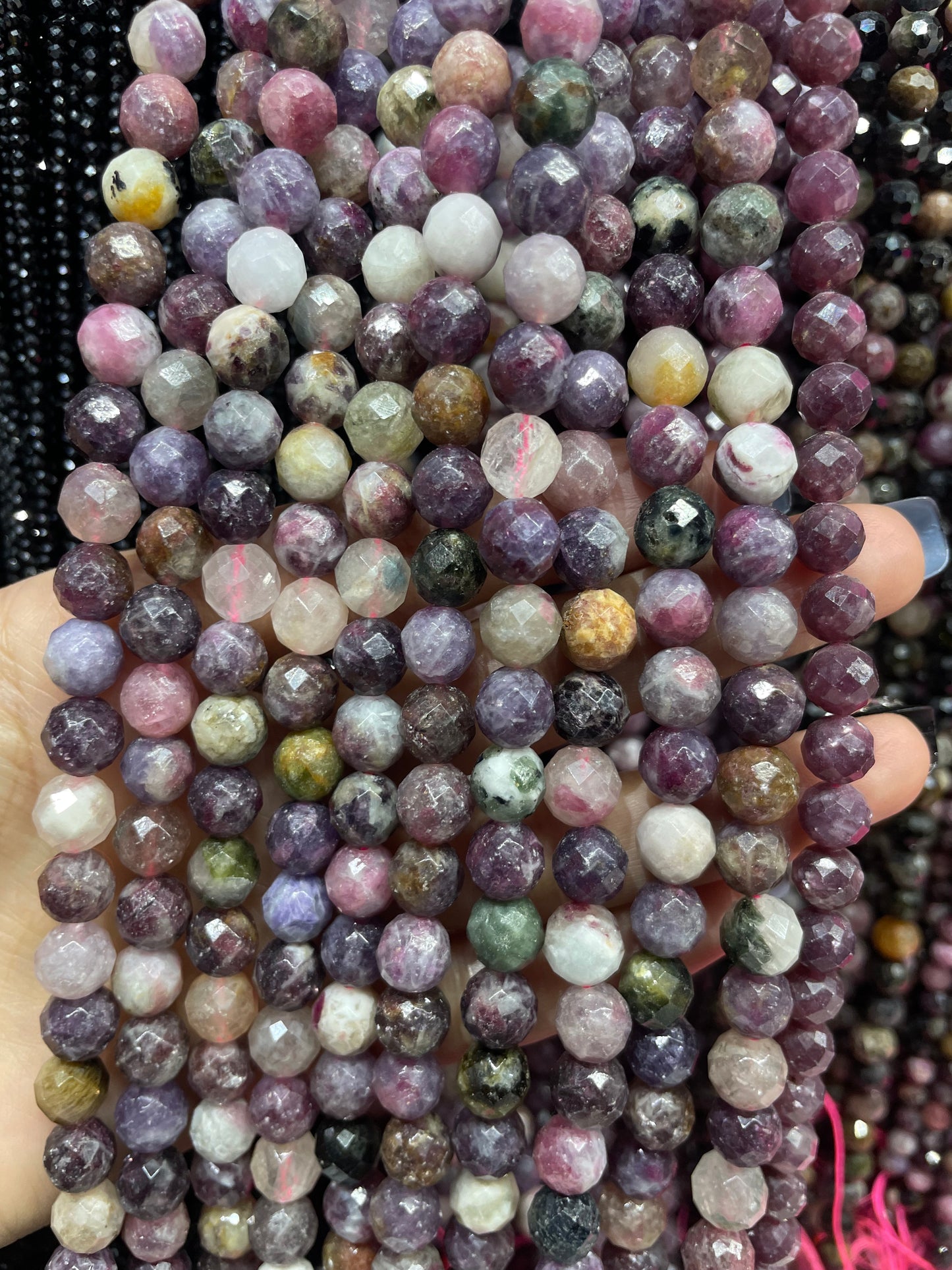 faceted unicorn stone strand 8mm
