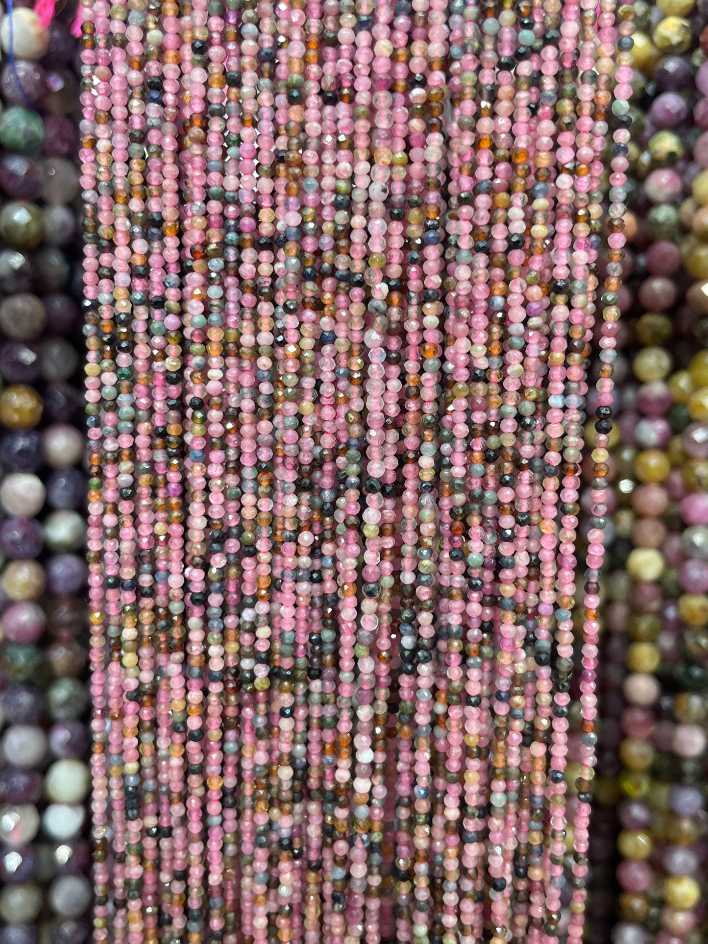 faceted colorful tourmaline strand 1.9mm