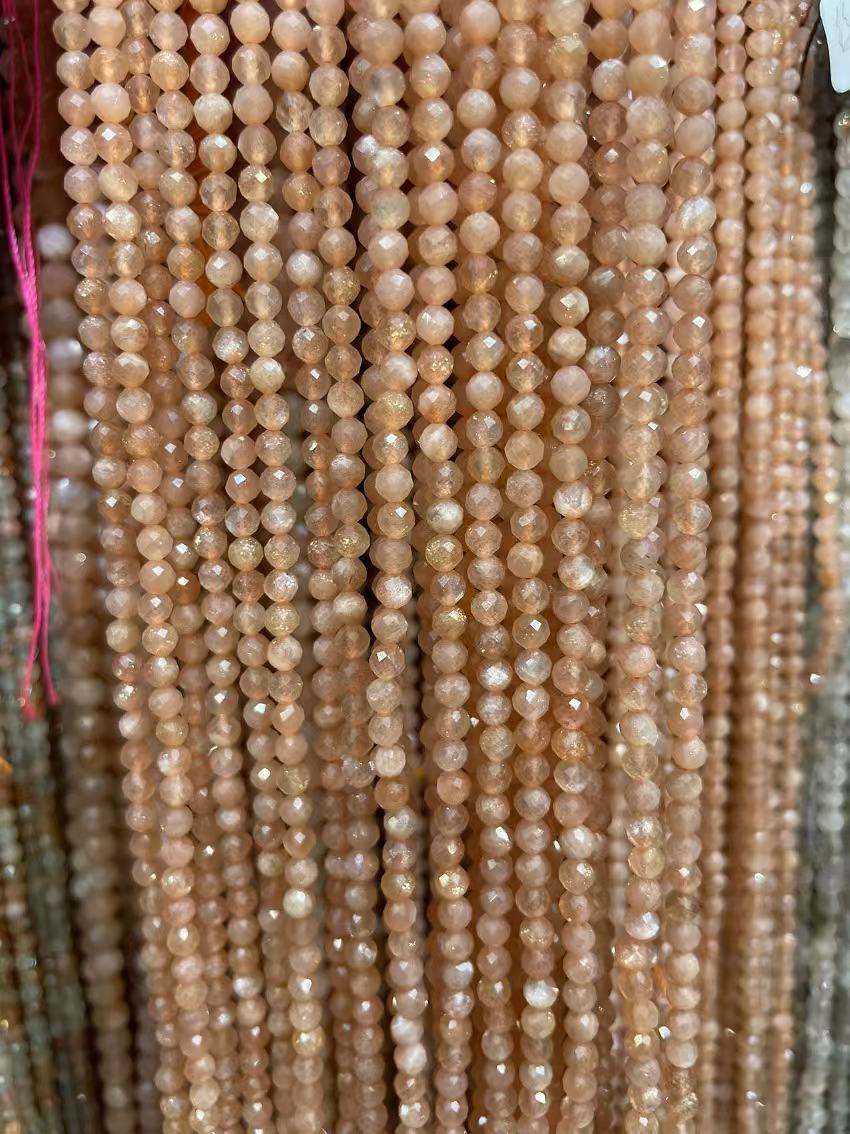 faceted sunstone strand 3mm