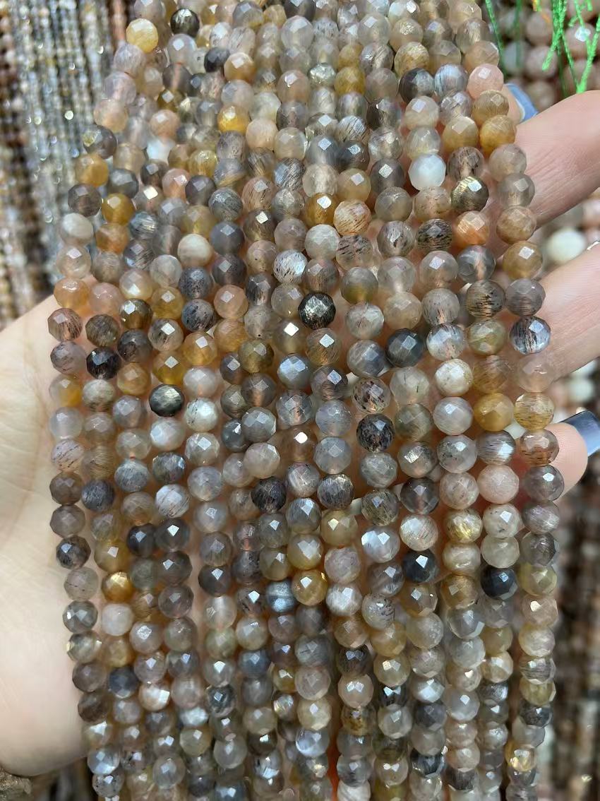 faceted skeleton sunstone strand 5mm