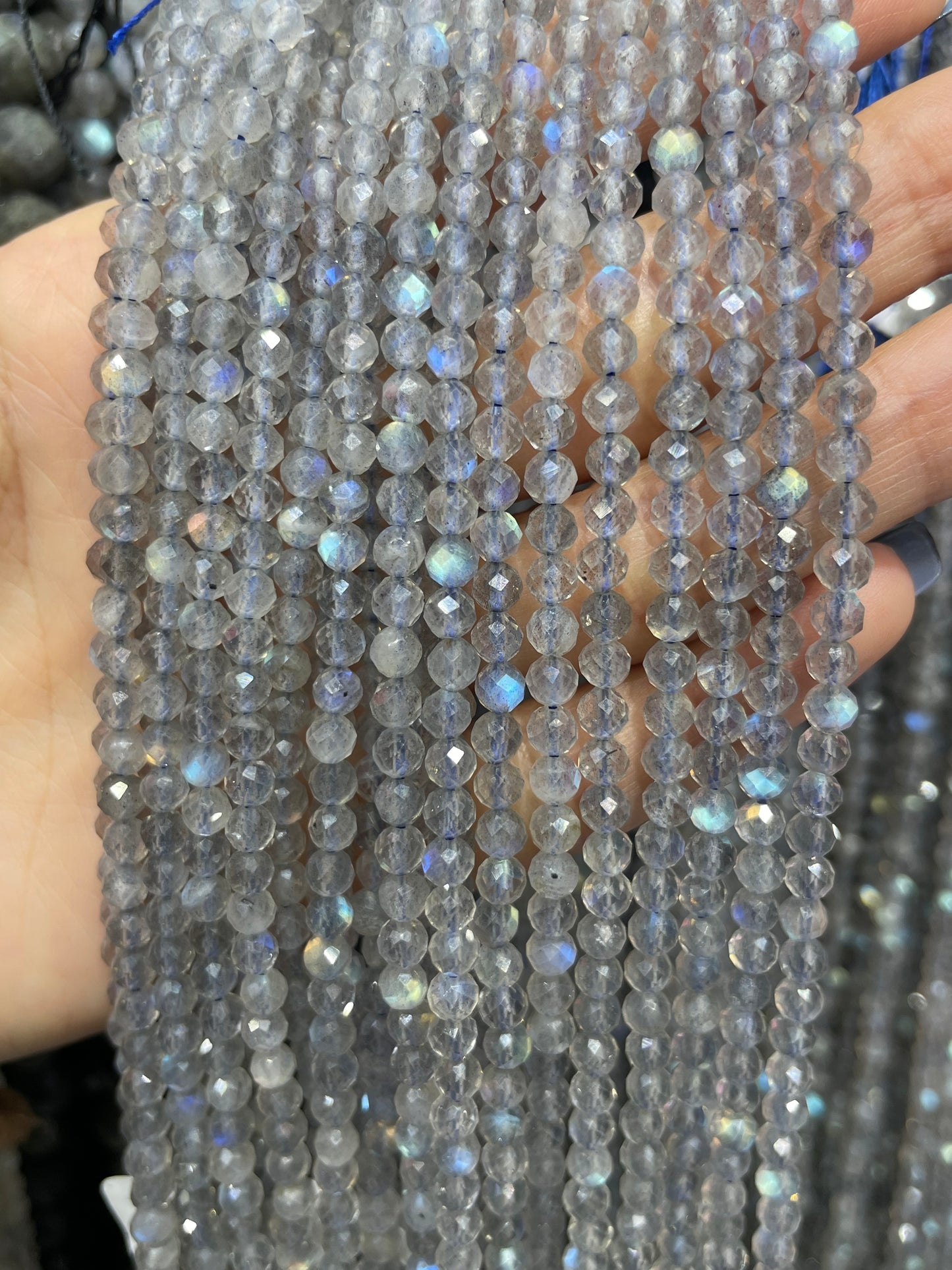 high quality clear faceted lab strand