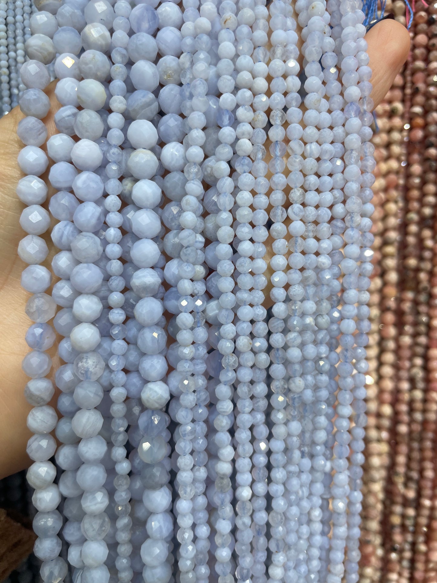 faceted blue lace strand