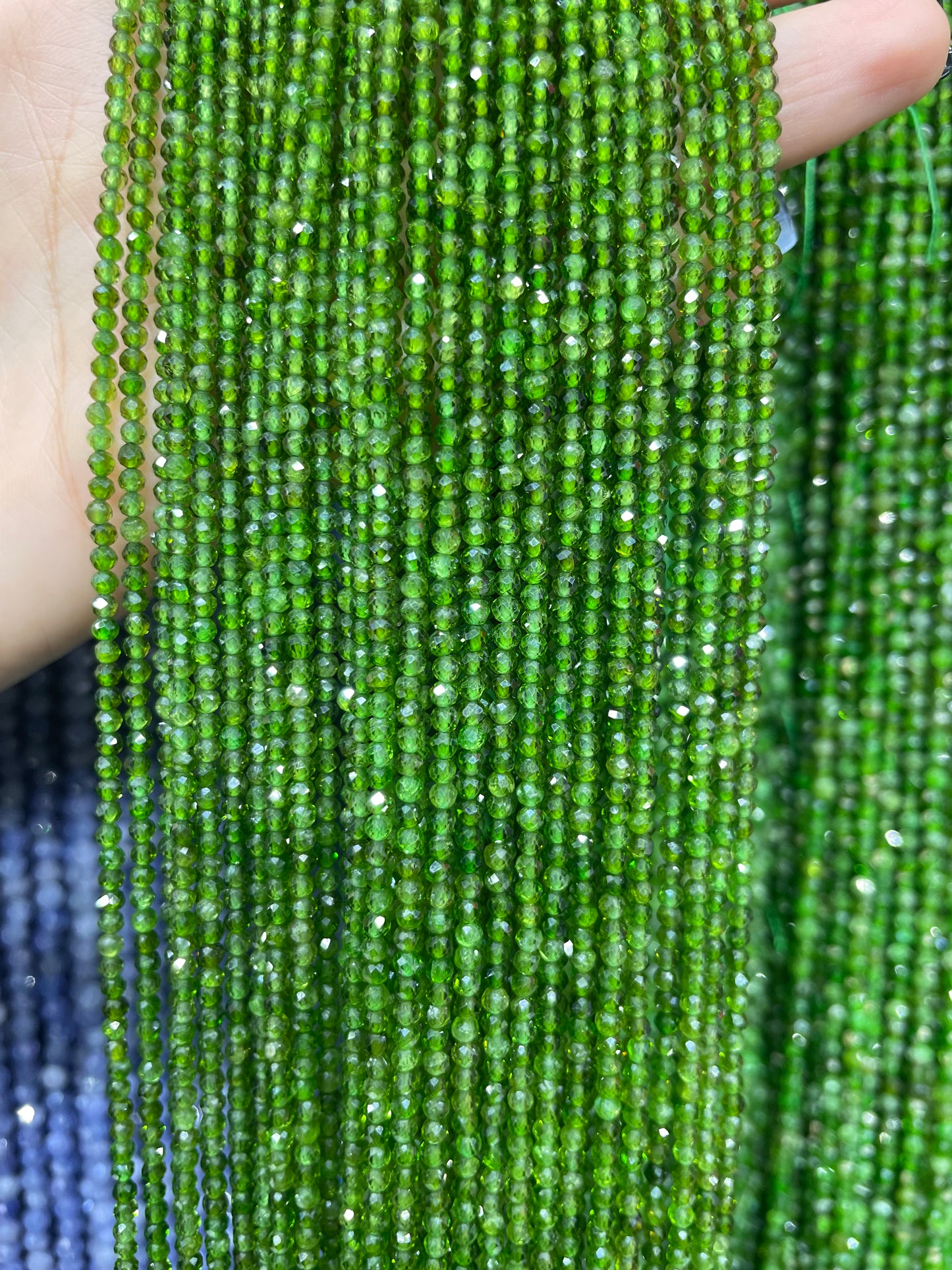 high quality natural faceted diopside strand