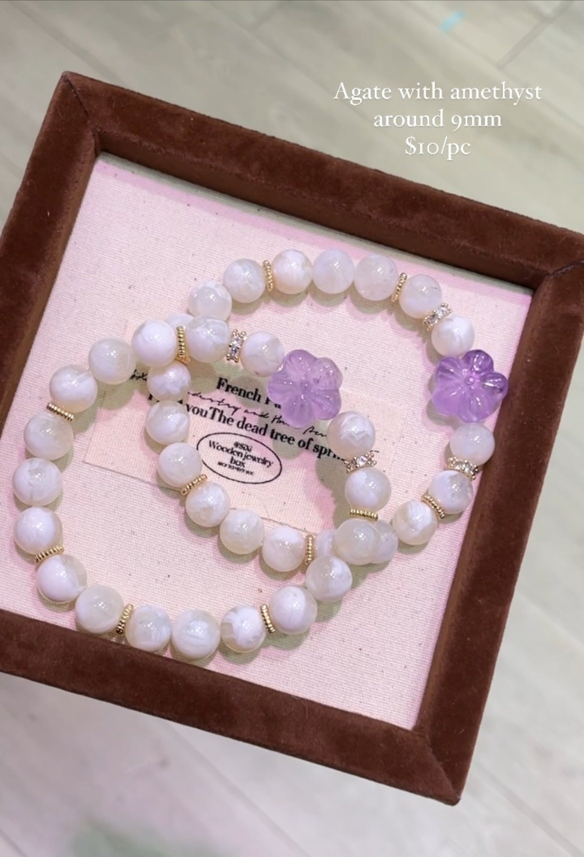 agate with amethyst around 9mm