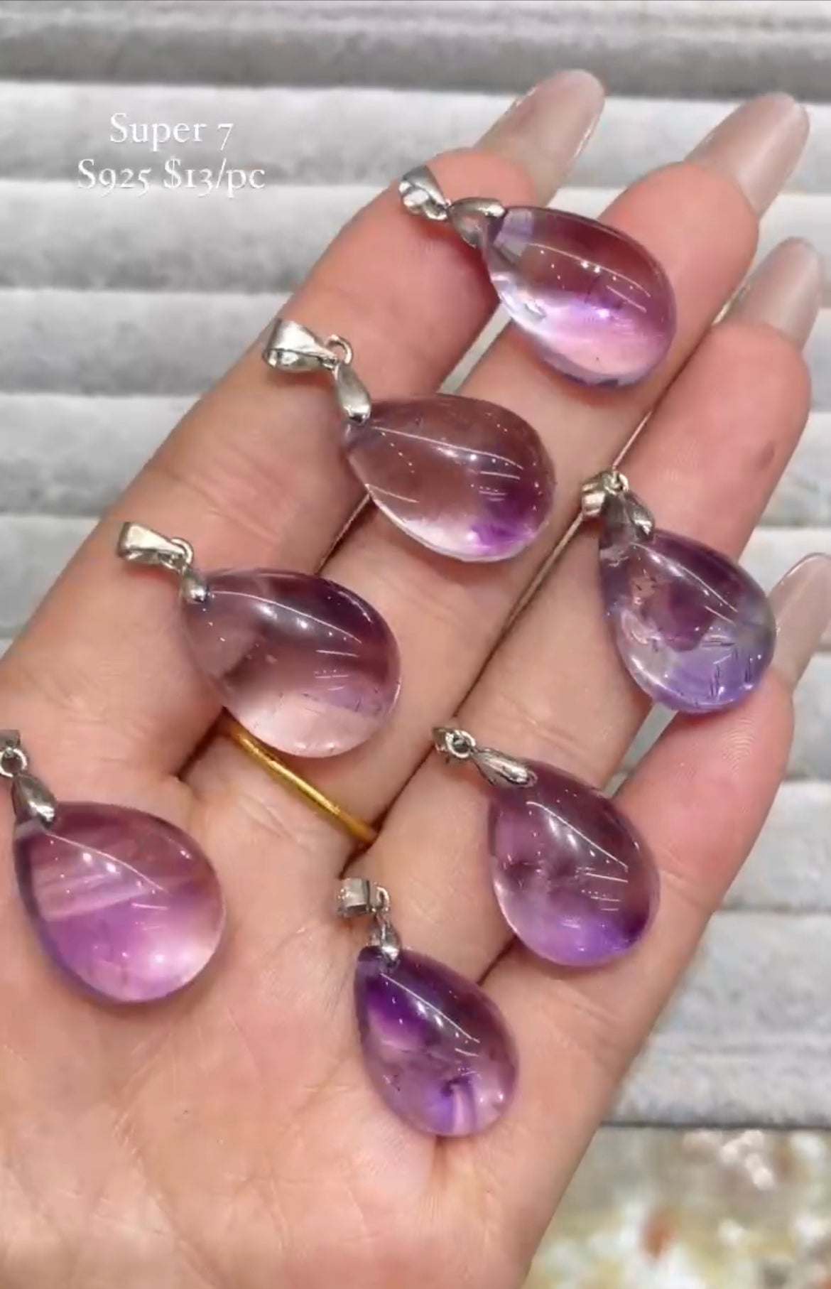 S925 teardrop super seven pendant
