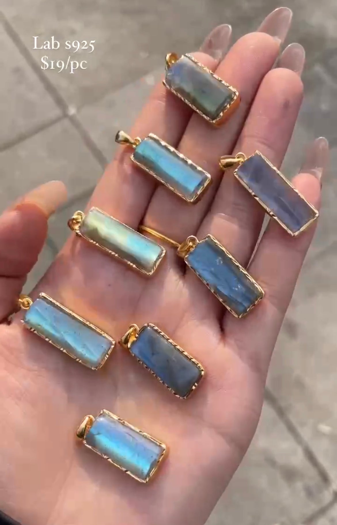 S925 rectangle lab pendant