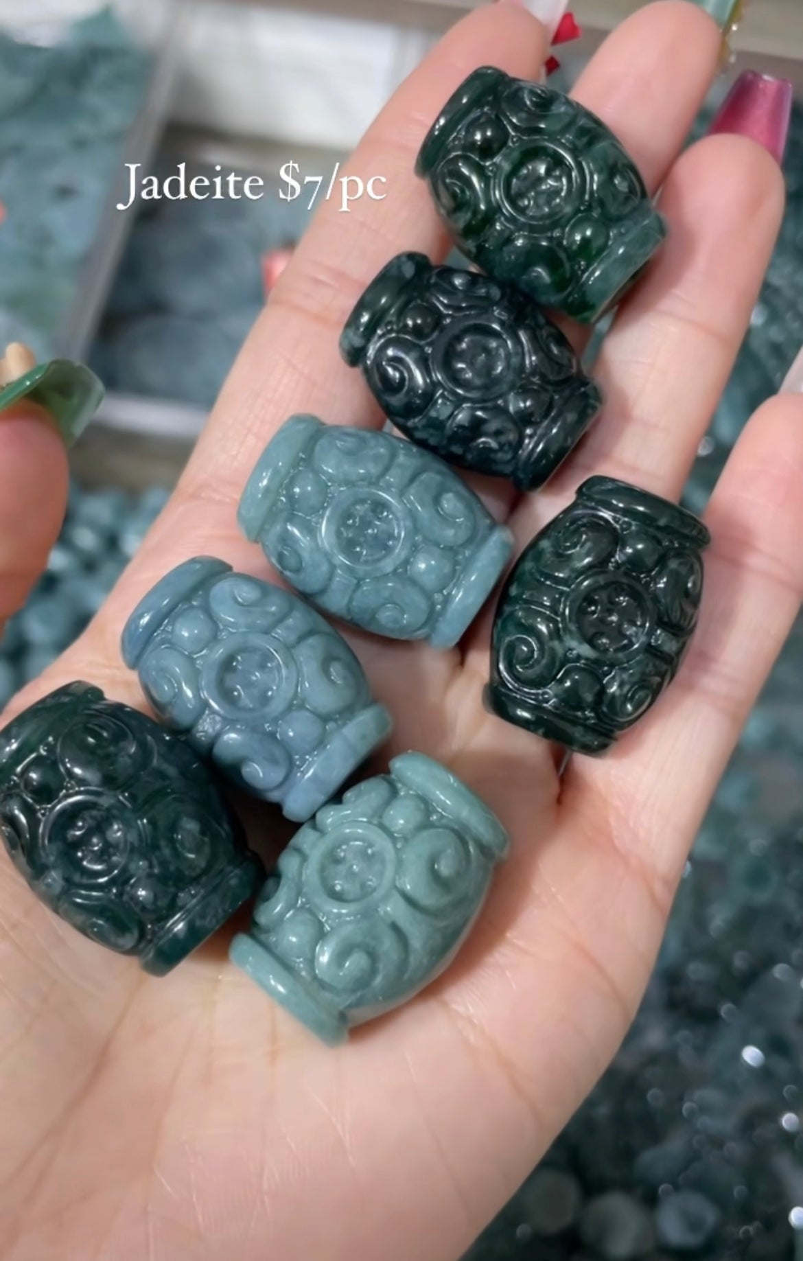 blue water jade carving bead