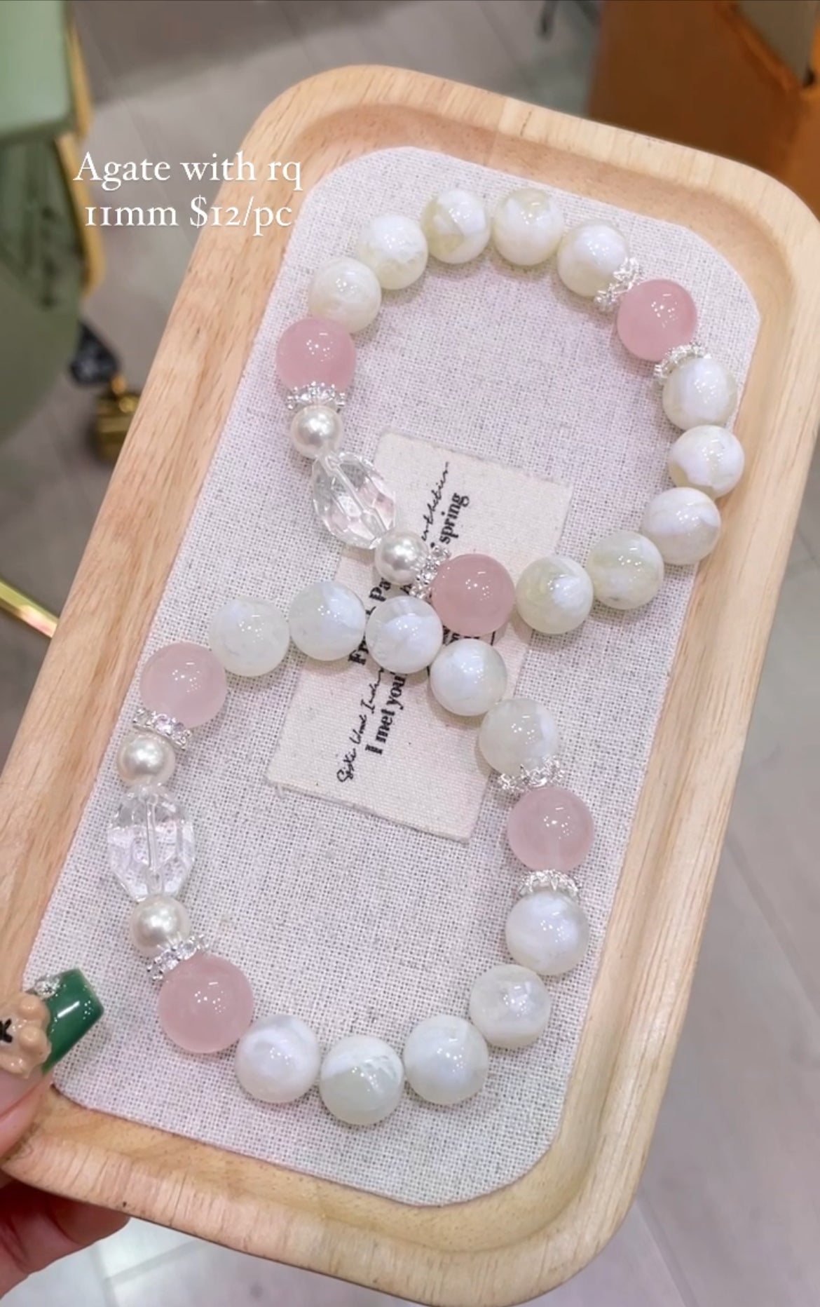 agate with rose quartz bracelet 11mm