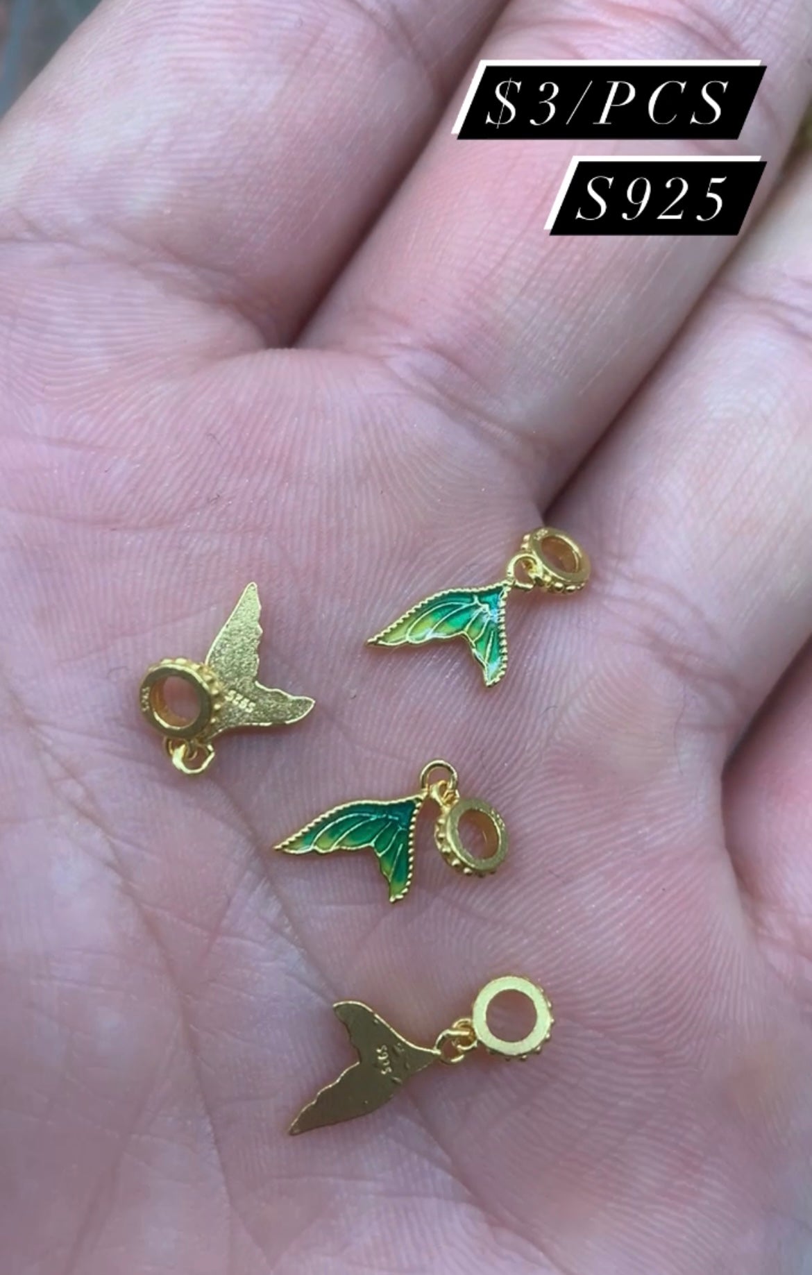s925 mermaid tail charm