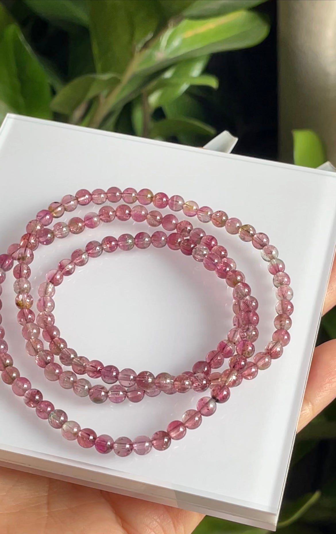 pink tourmaline 3 wraps bracelet 4.5mm