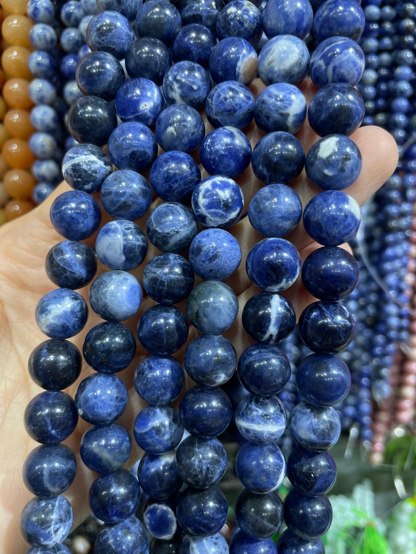 natural blue sodalite strand