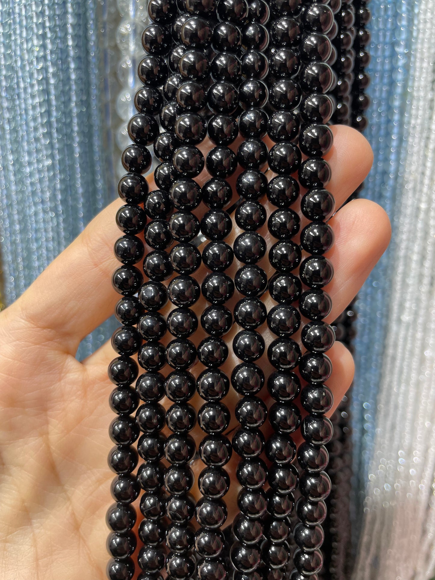 natural black spinel strand 6mm
