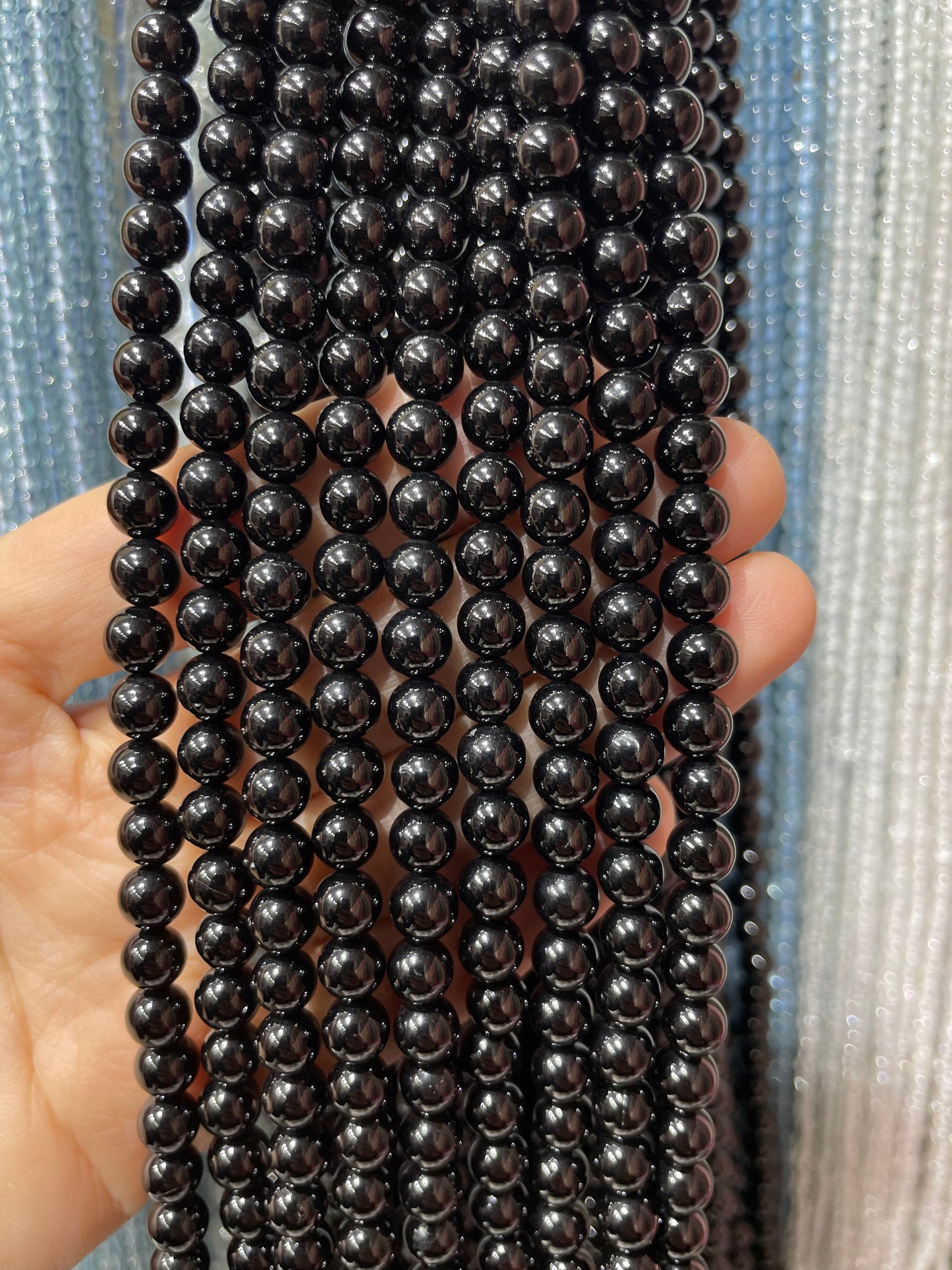 natural black spinel strand 6mm