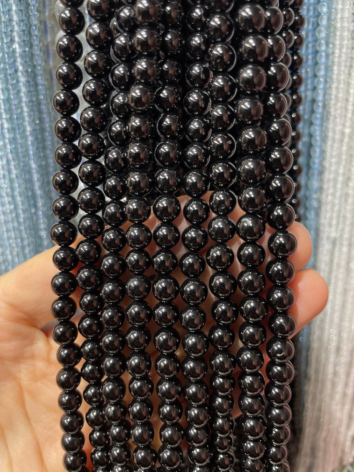 natural black spinel strand 6mm
