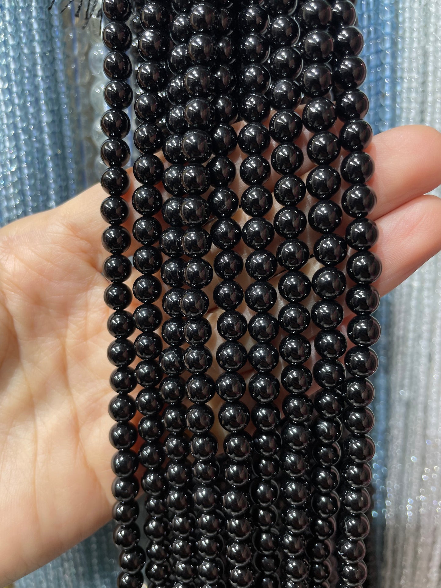 natural black spinel strand 6mm