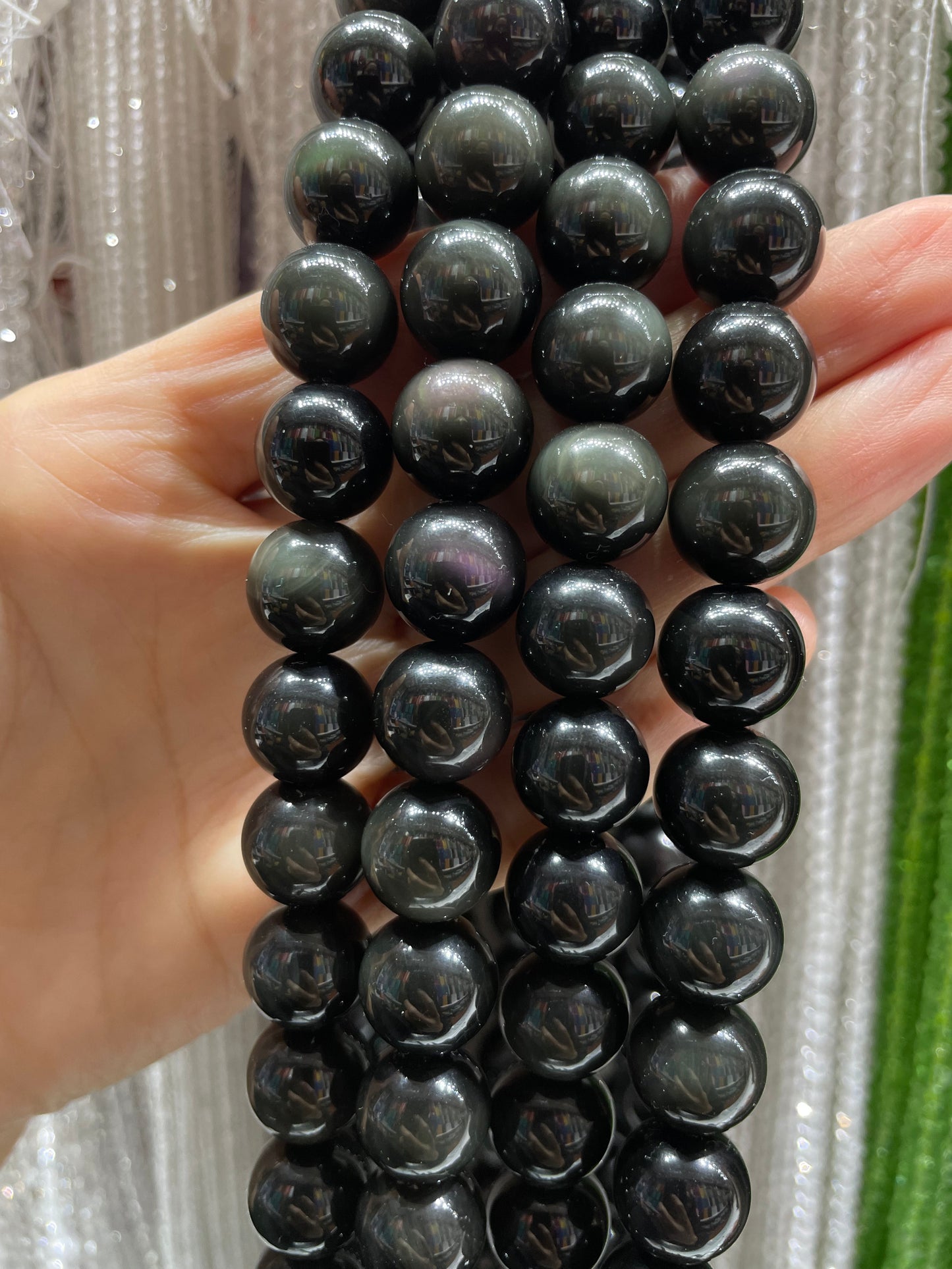 double flash rainbow obsidian strand