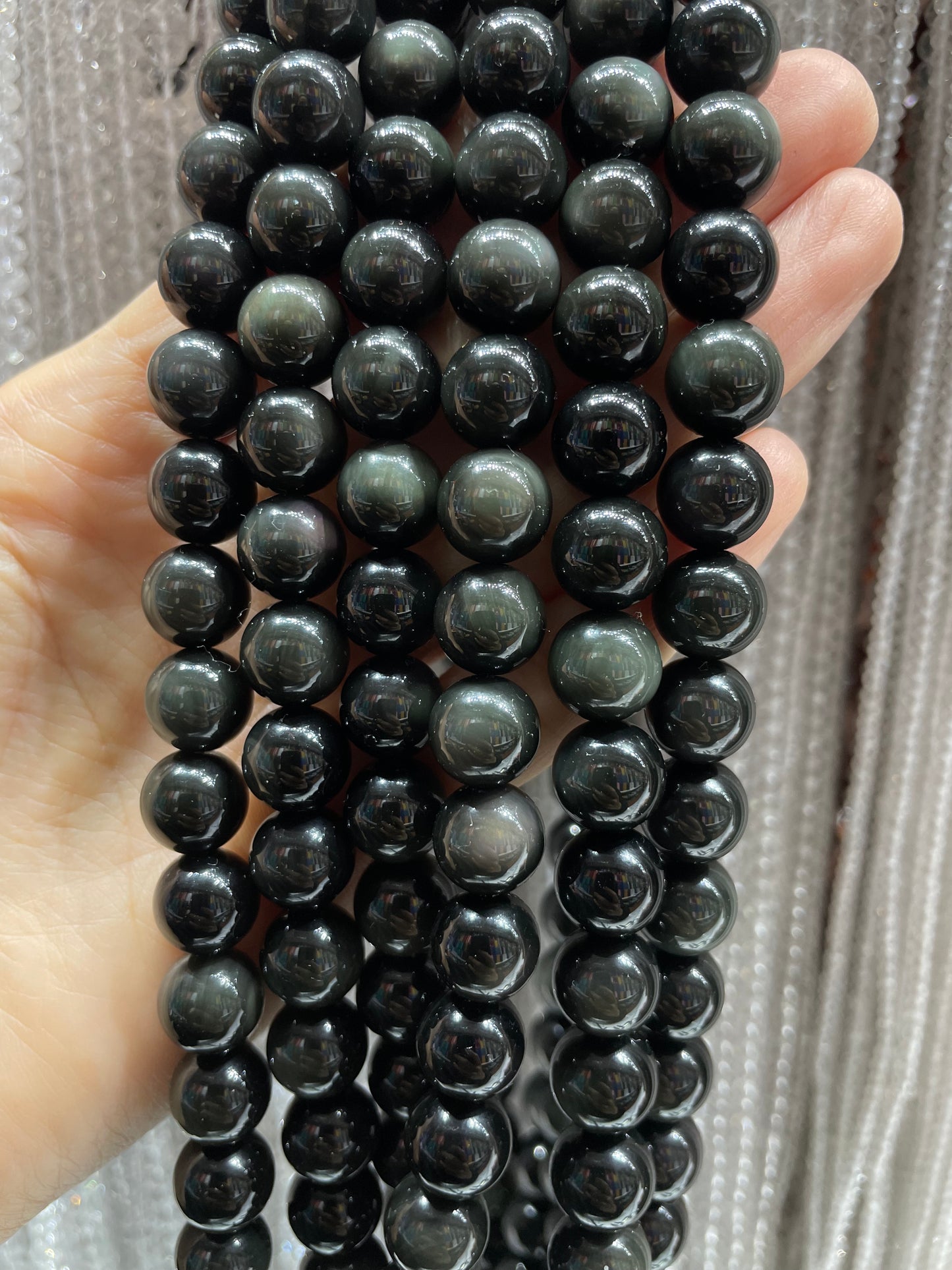 double flash rainbow obsidian strand
