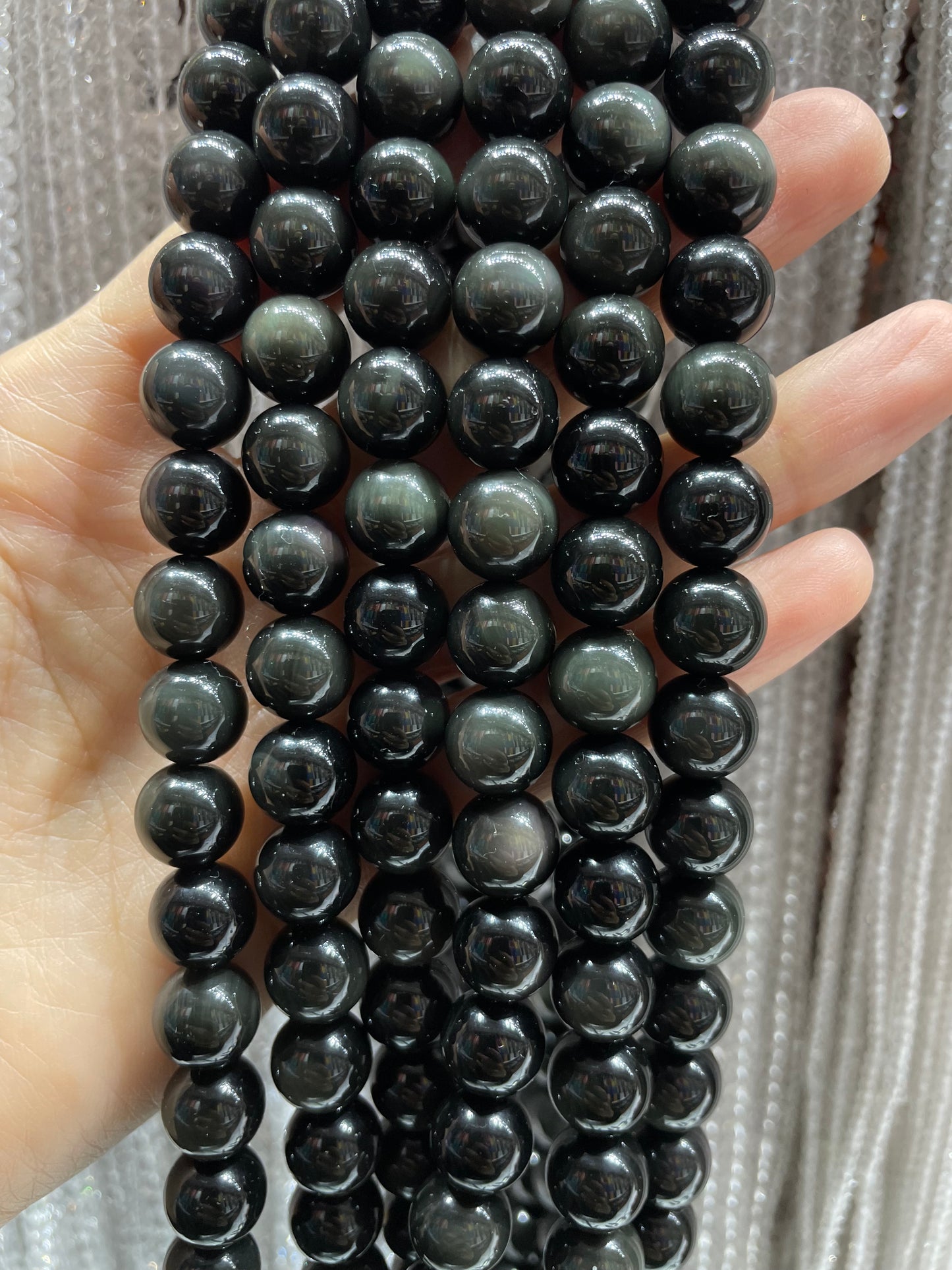 double flash rainbow obsidian strand