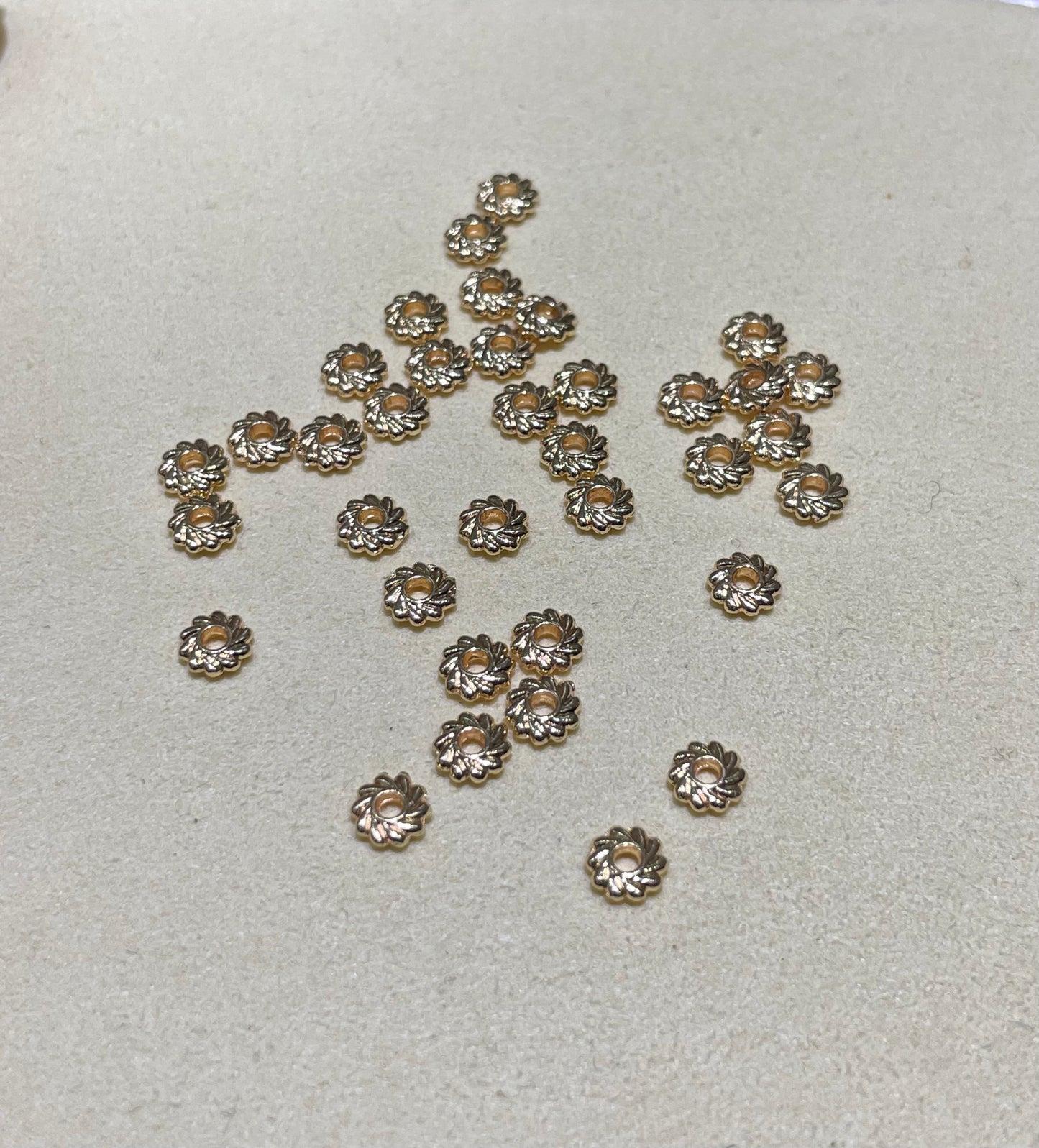 14k gold plated light gold color alloy spacer 100pcs/bag