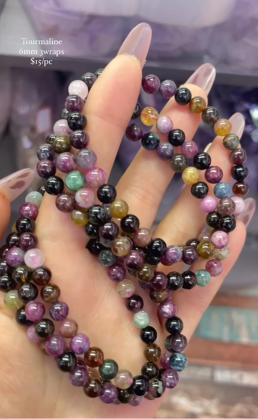 tourmaline 6mm 3wrap bracelet