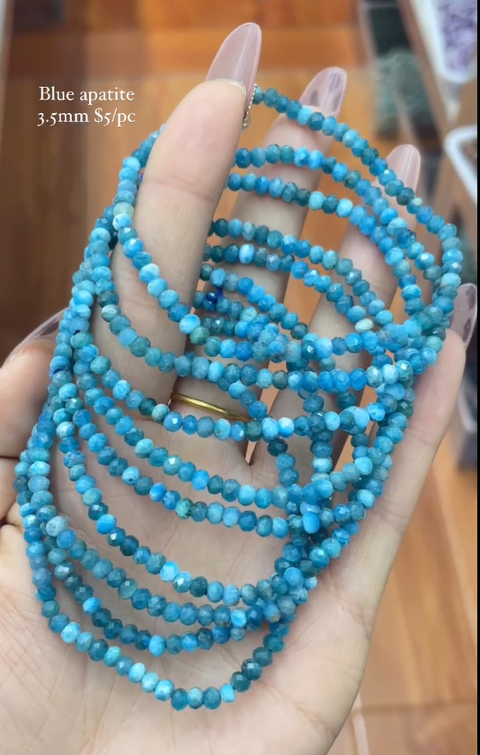 faceted blue apatite 3.5mm bracelet