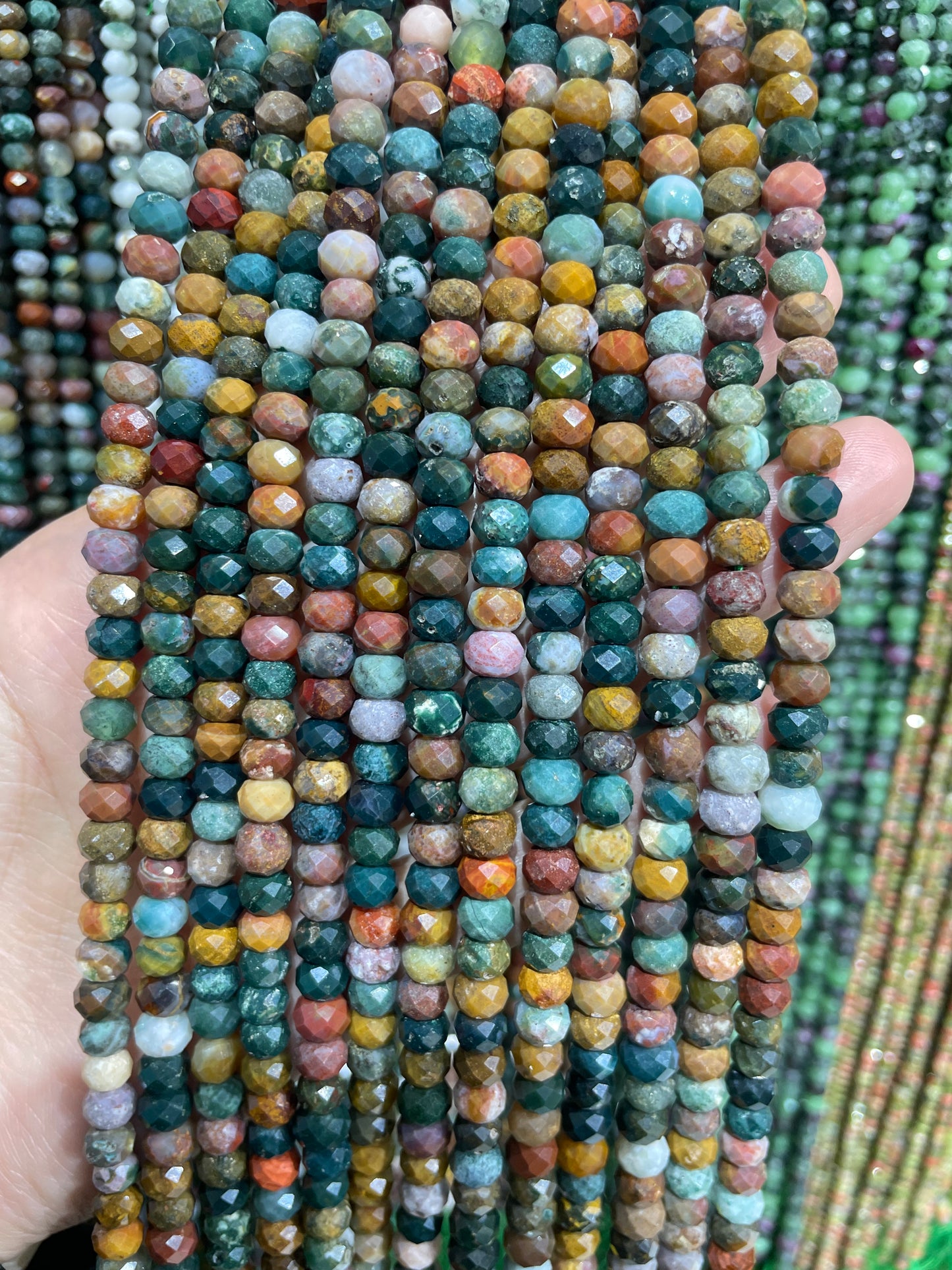 Ocean jasper faceted strand, 4*6mm