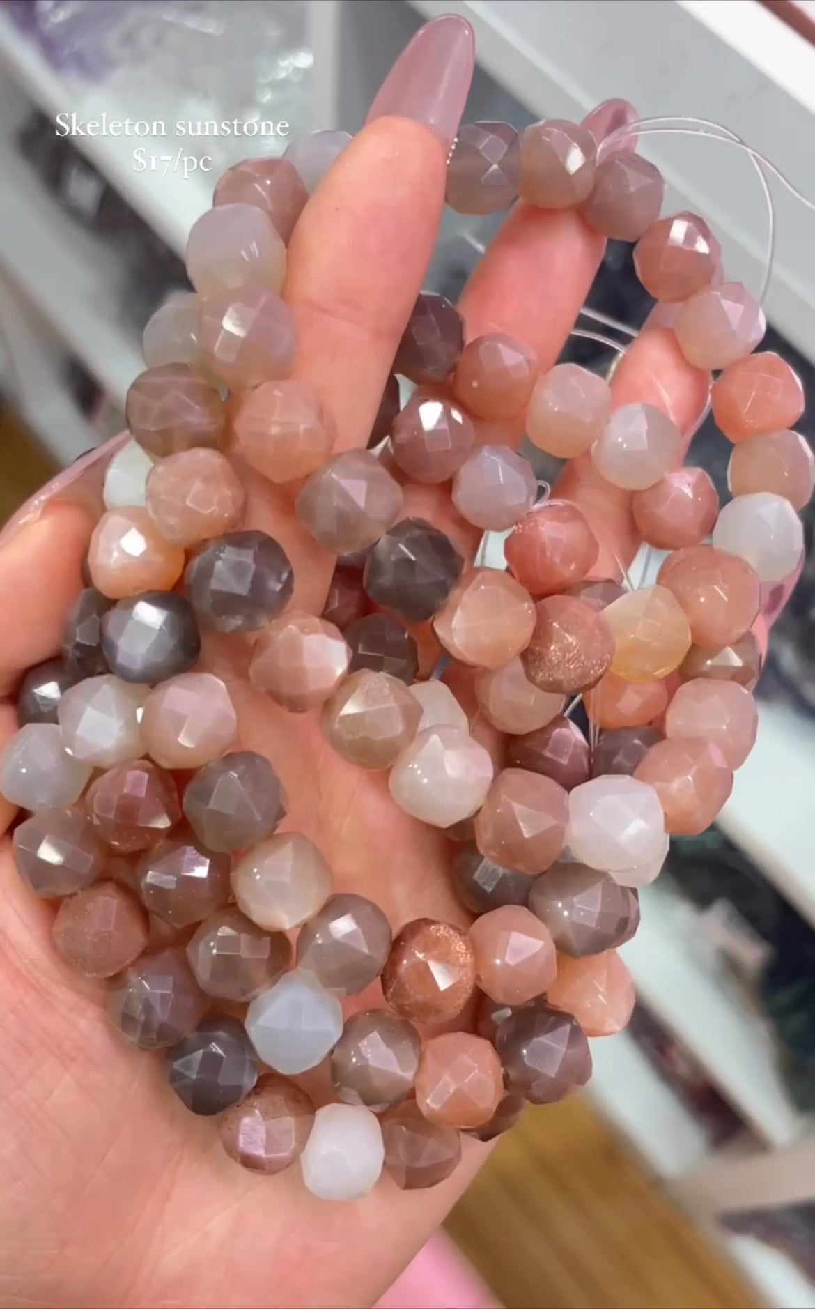 faceted skeleton moonstone bracelet