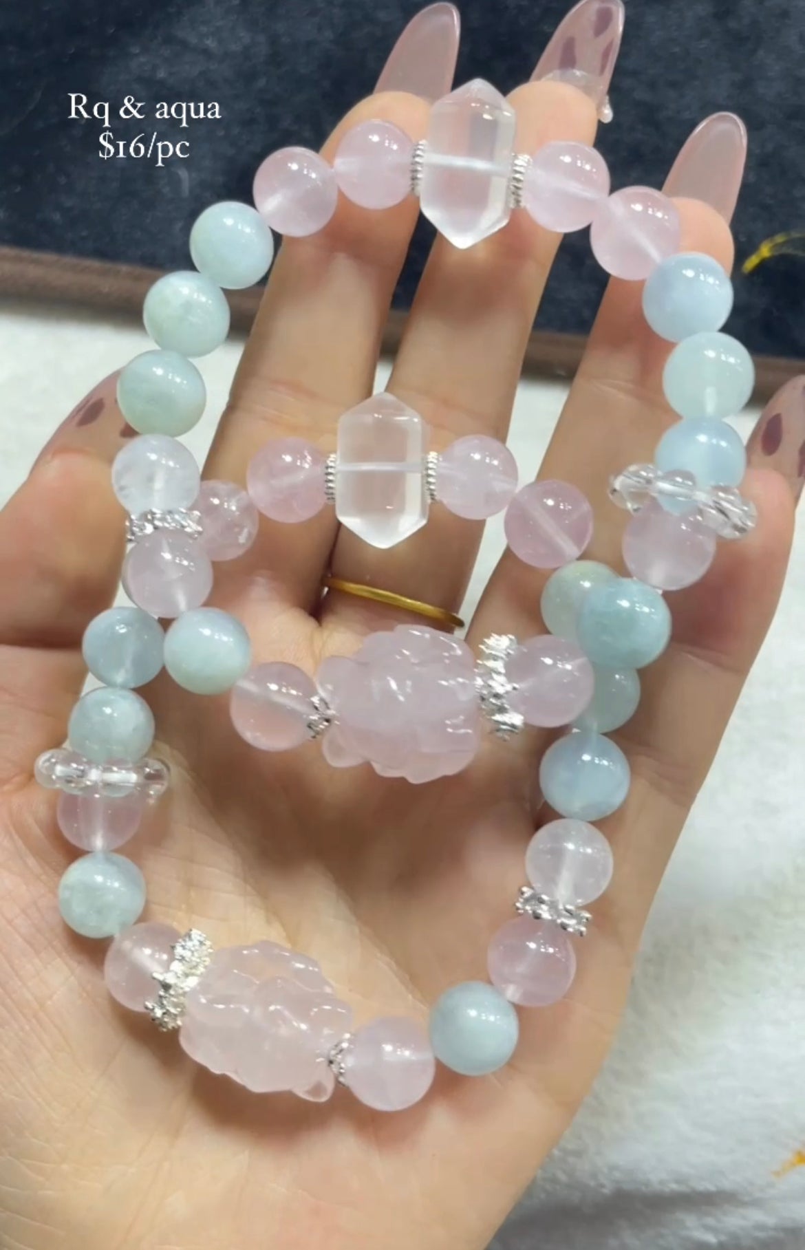 RQ & aquamarine diy bracelet
