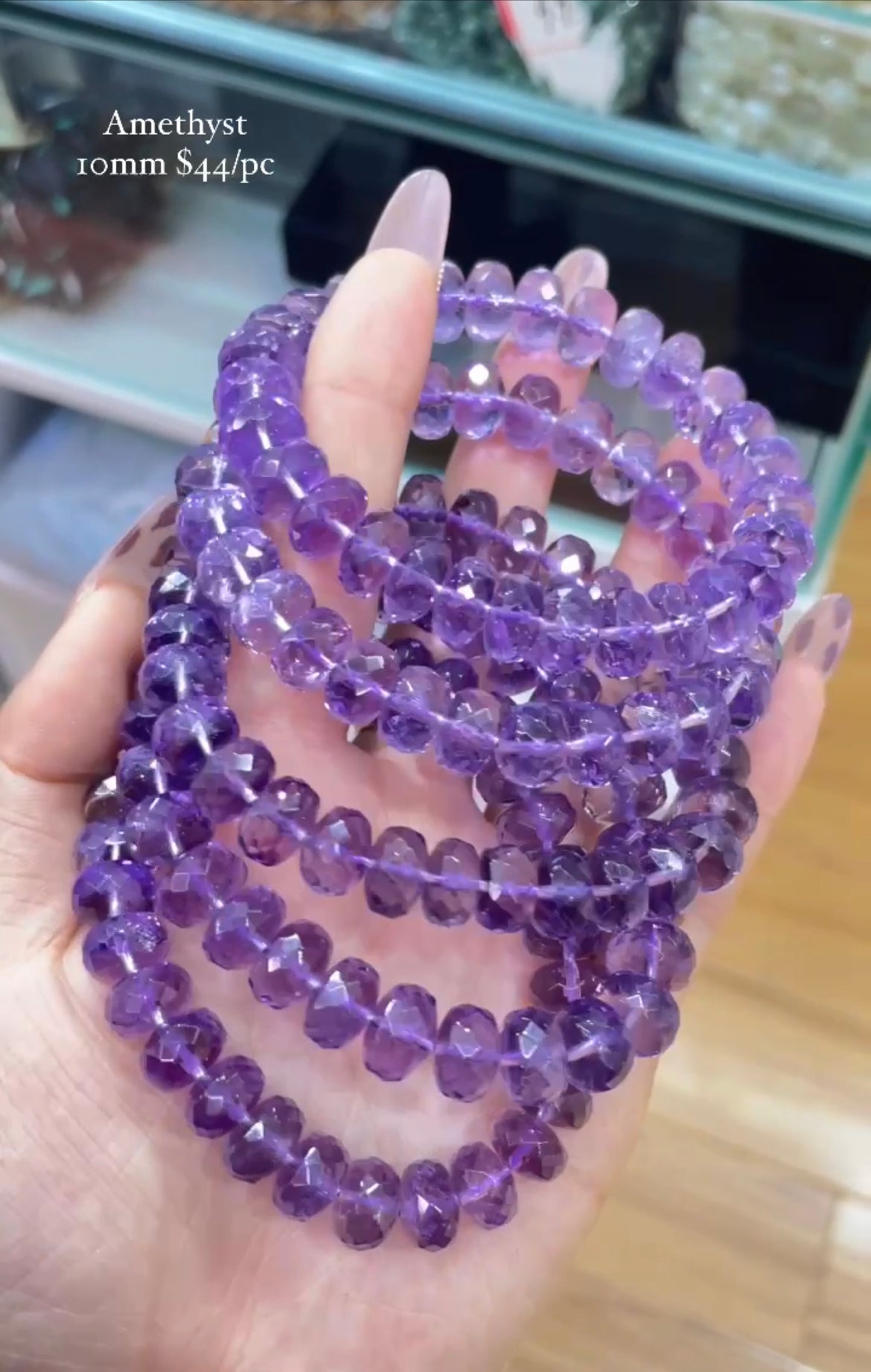 faceted amethyst 10mm bracelet
