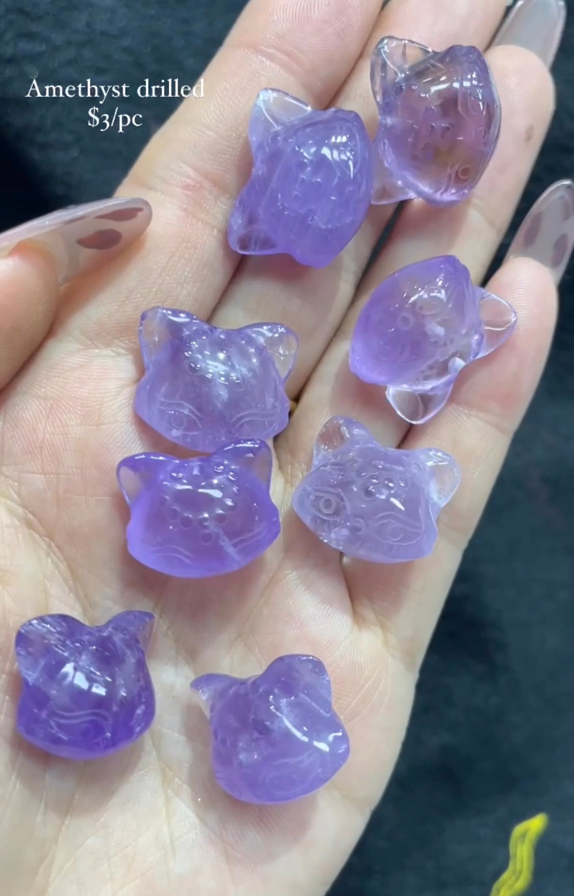 amethyst fox head bead drilled