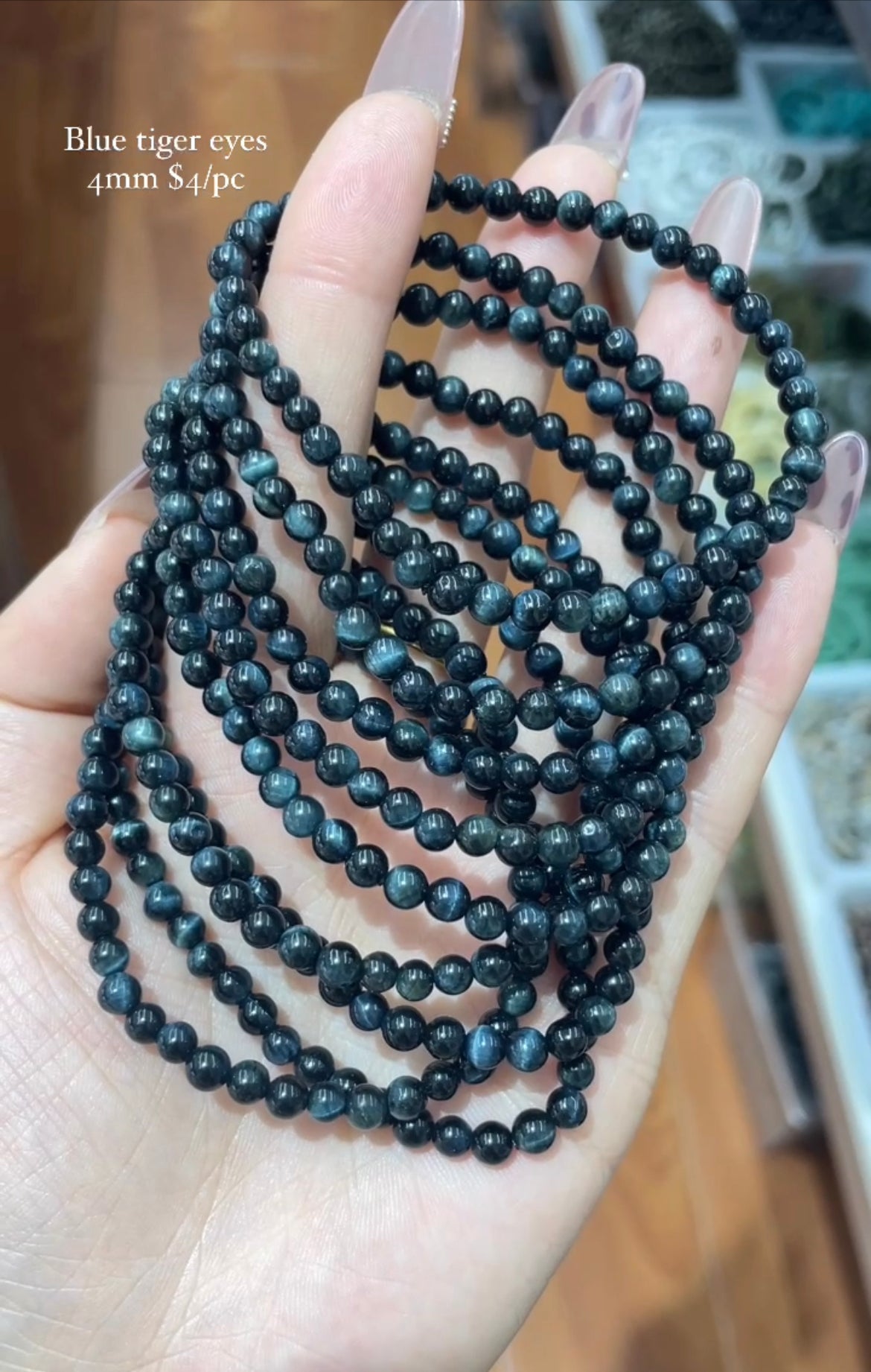 blue tiger eye 4mm bracelet