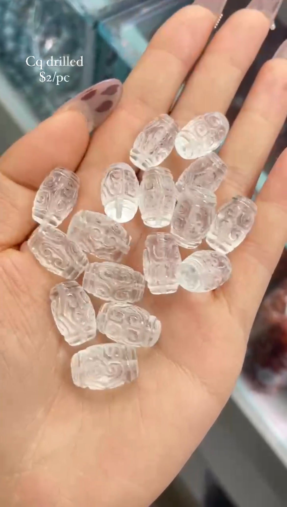 clear quartz dzi bead