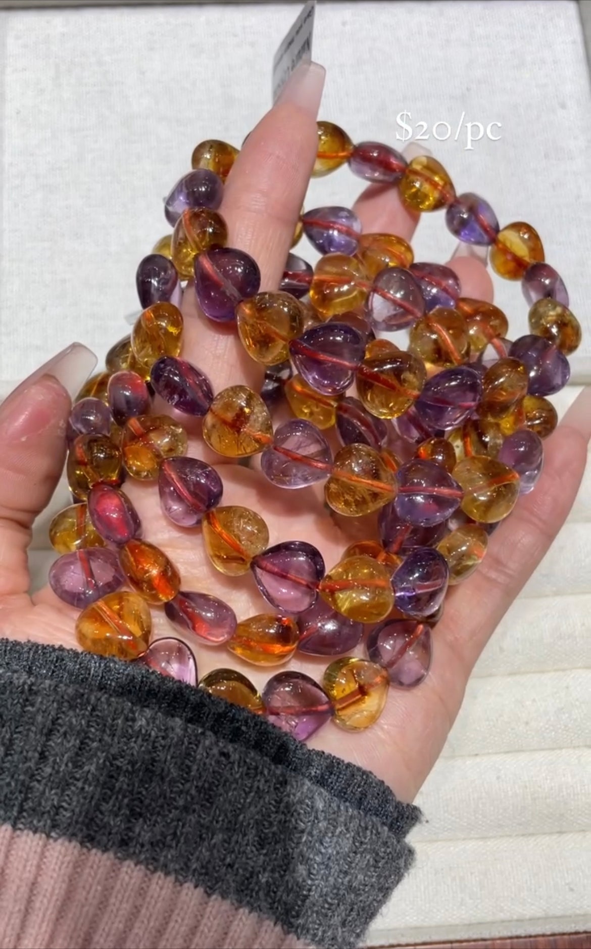 citrine & amethyst heart bracelet