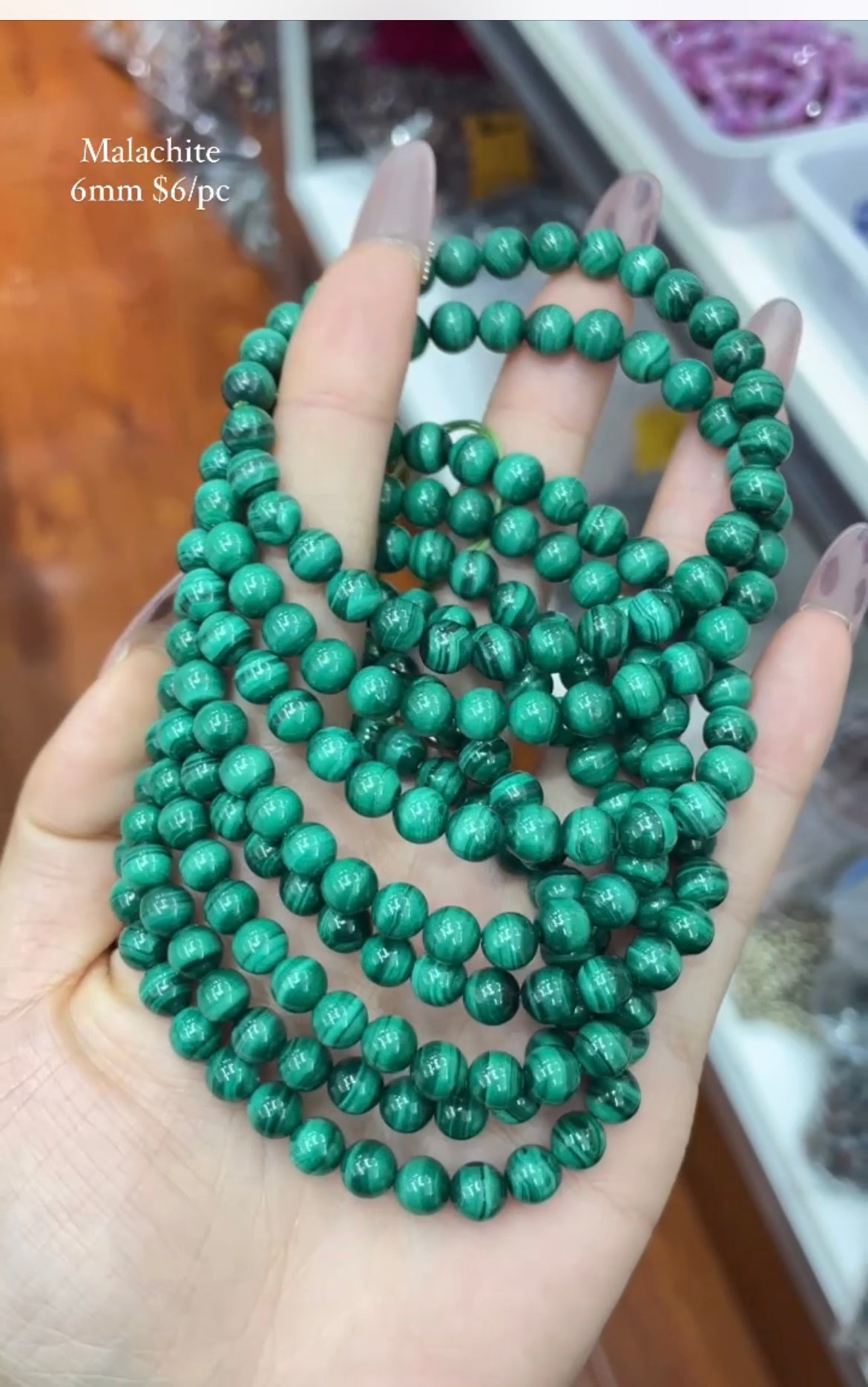 malachite bracelet 6mm