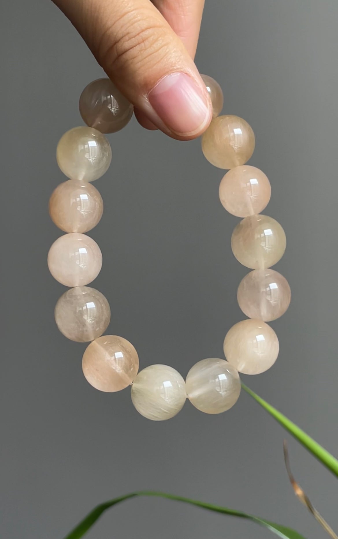 Peach rabbit hair bracelet 13.6mm