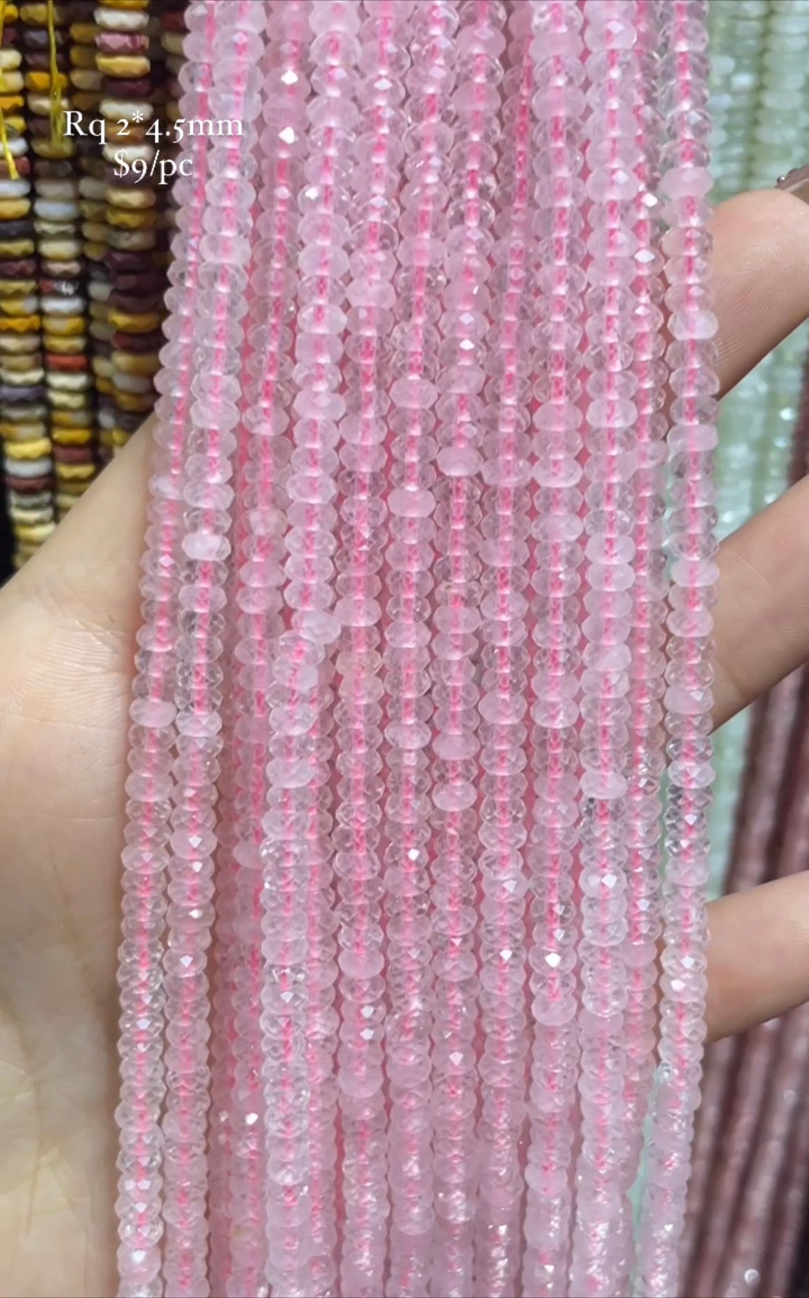 rose quartz faceted strand 2*4.5mm