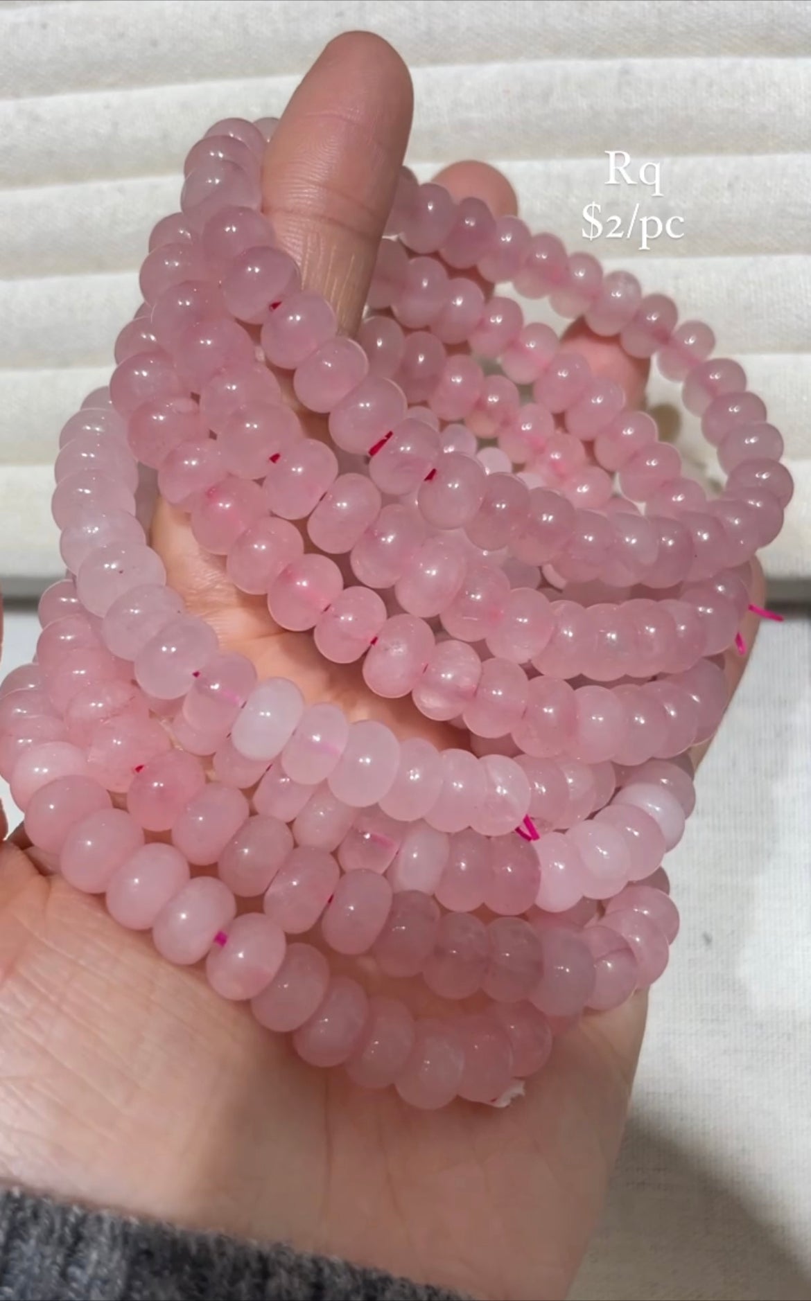 rose quartz rondelle bracelet