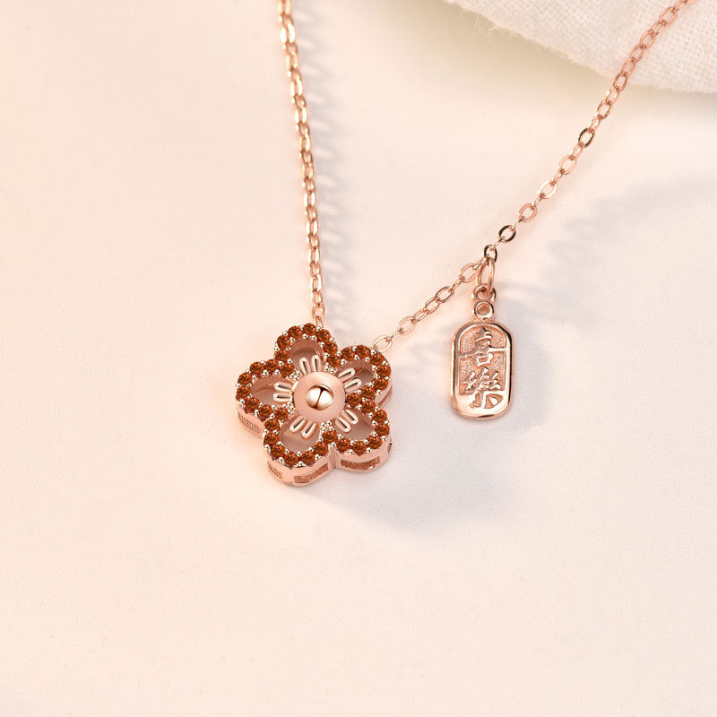 S925 sterling silver necklace flower