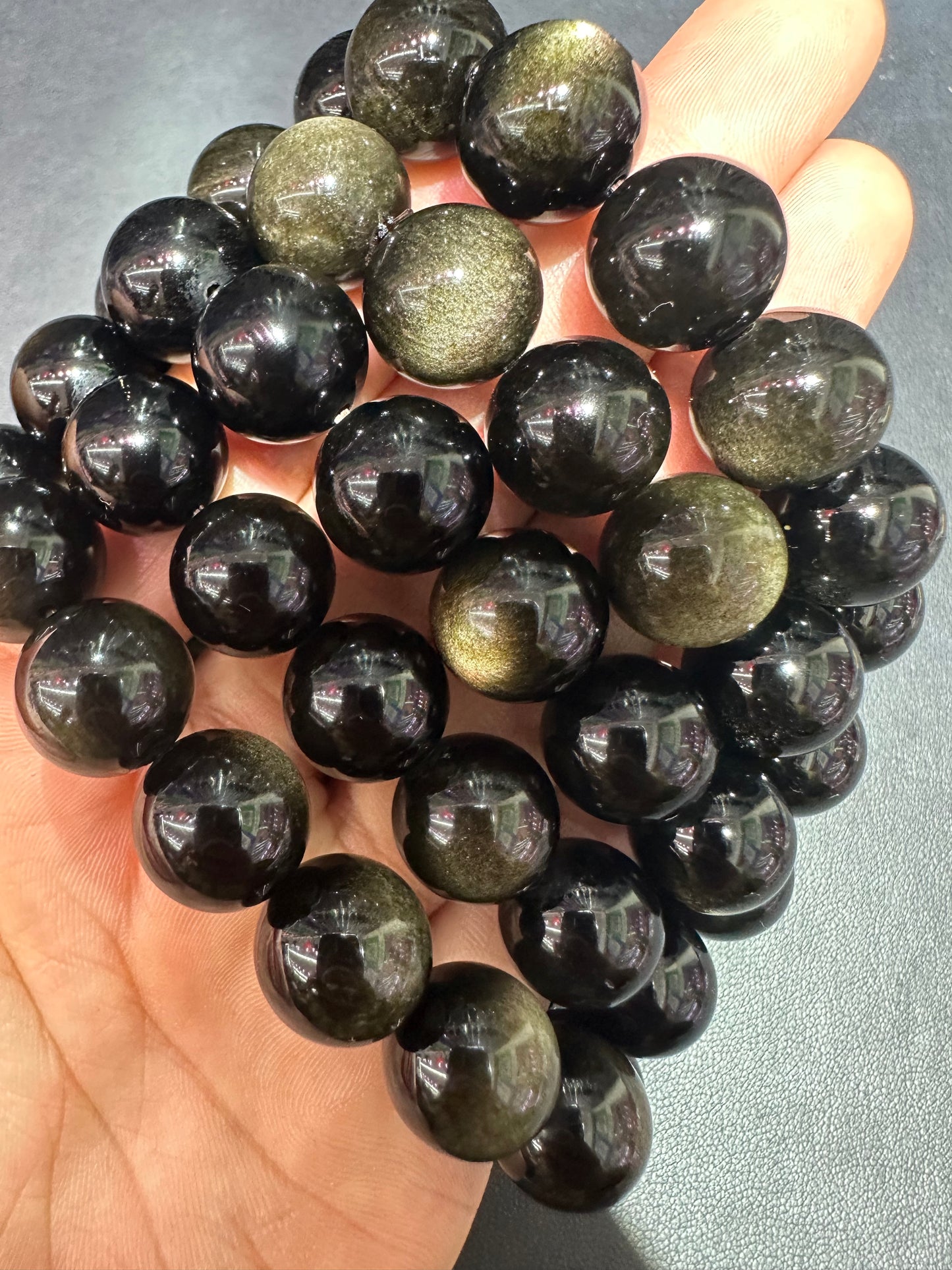 Golden obsidian bracelets 14mm