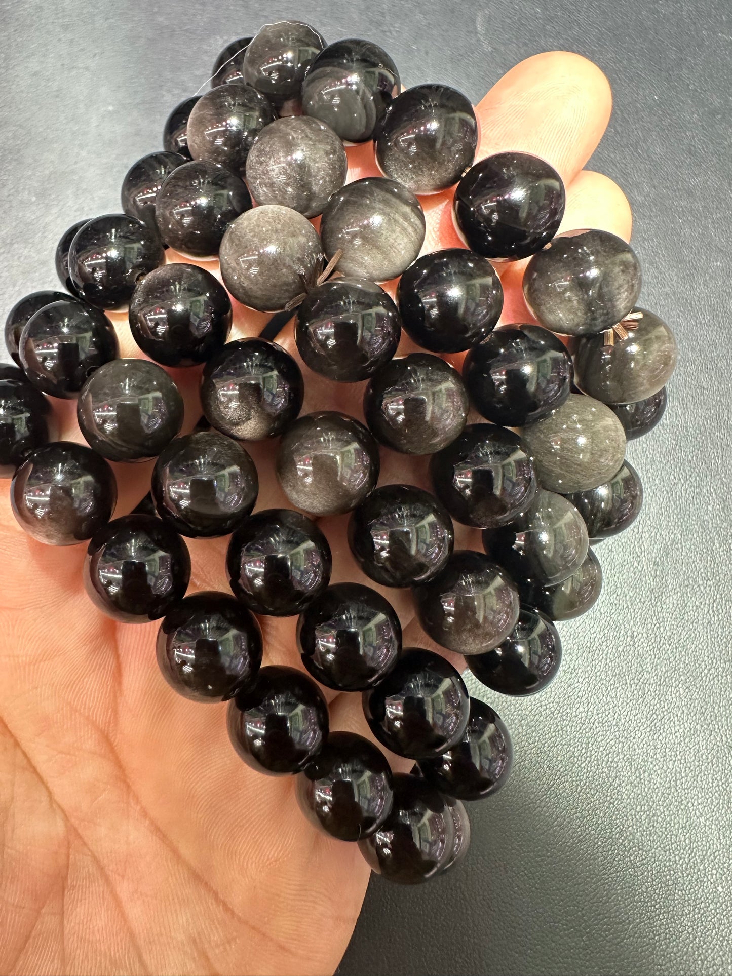Silver obsidian bracelets 12mm