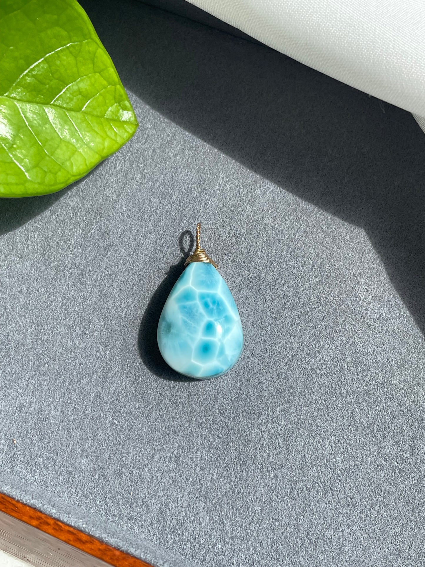 Larimar 14k gold pendant