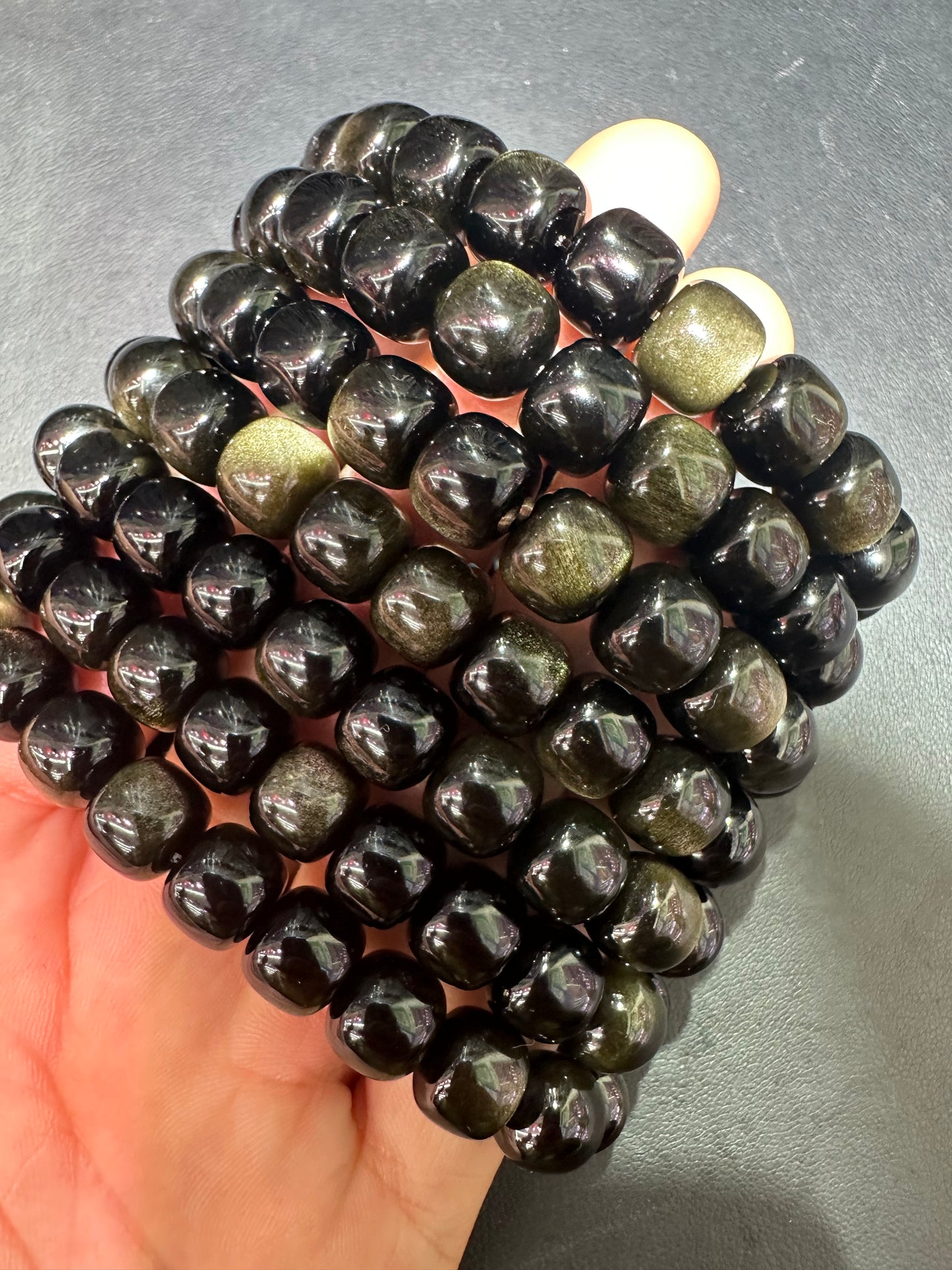Golden obsidian bracelets 10mm apple shape